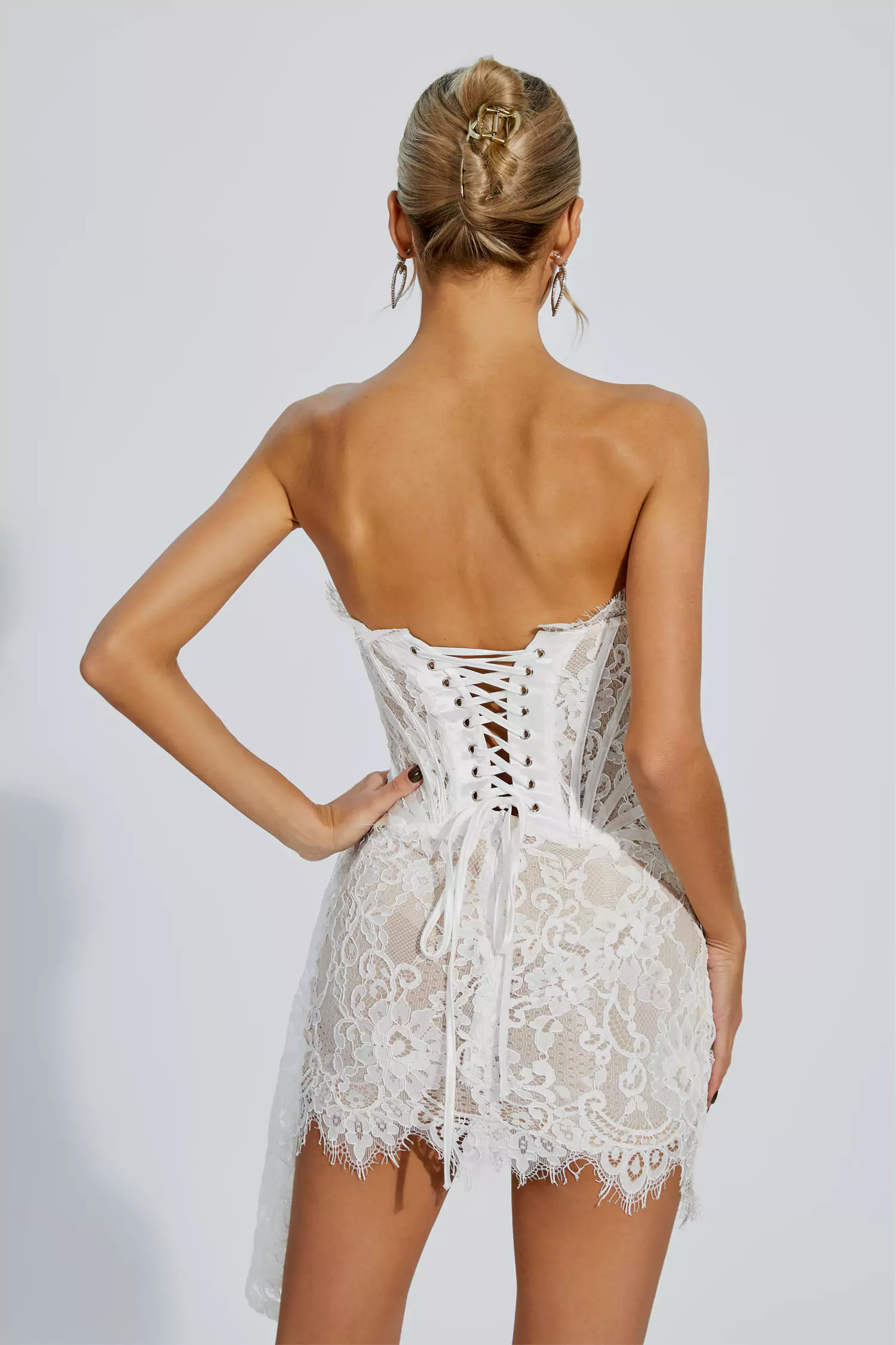Eileen White Lace Off Shoulder Mini Dress-CATCHALL