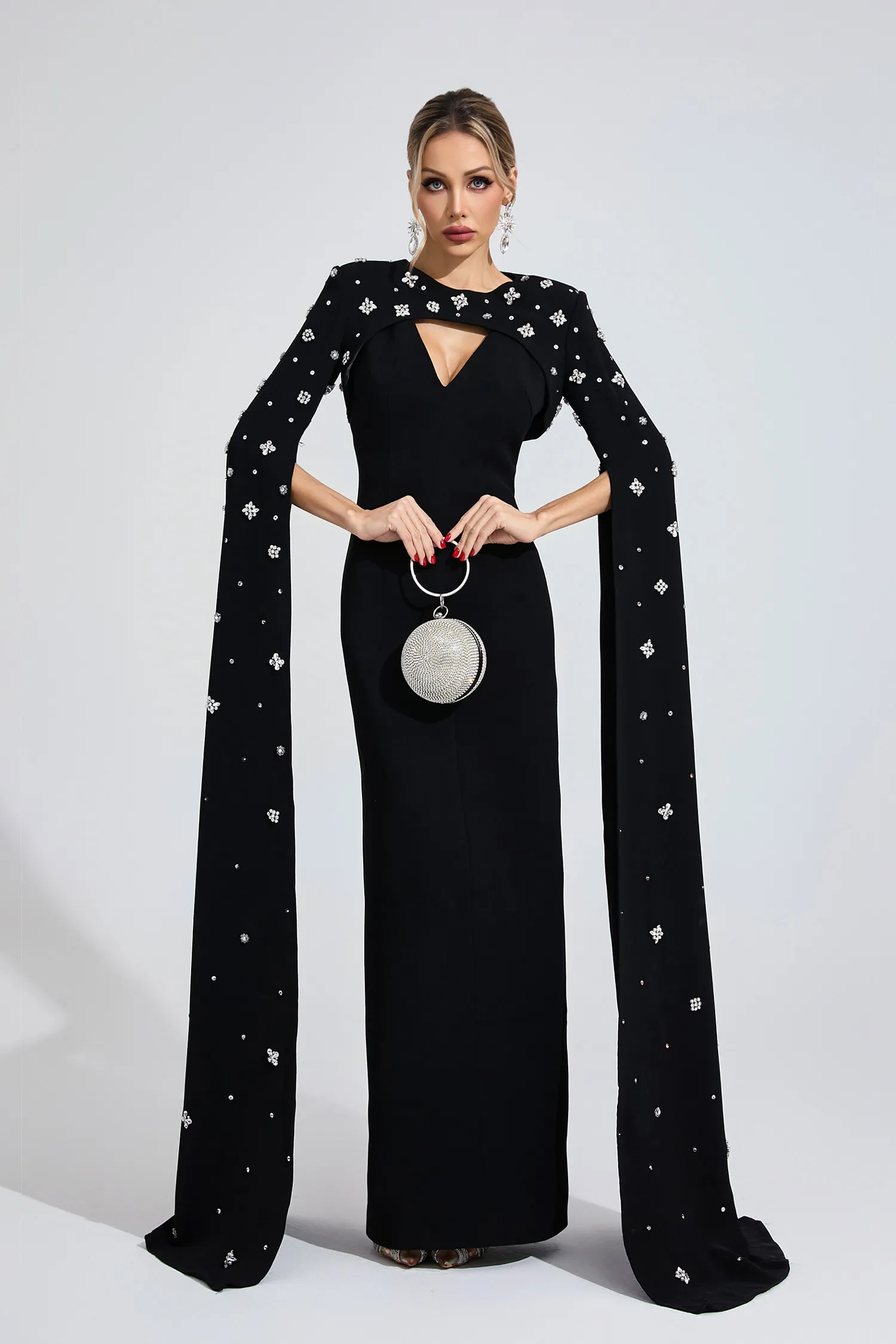 Ffion Black Beaded Maxi Dress