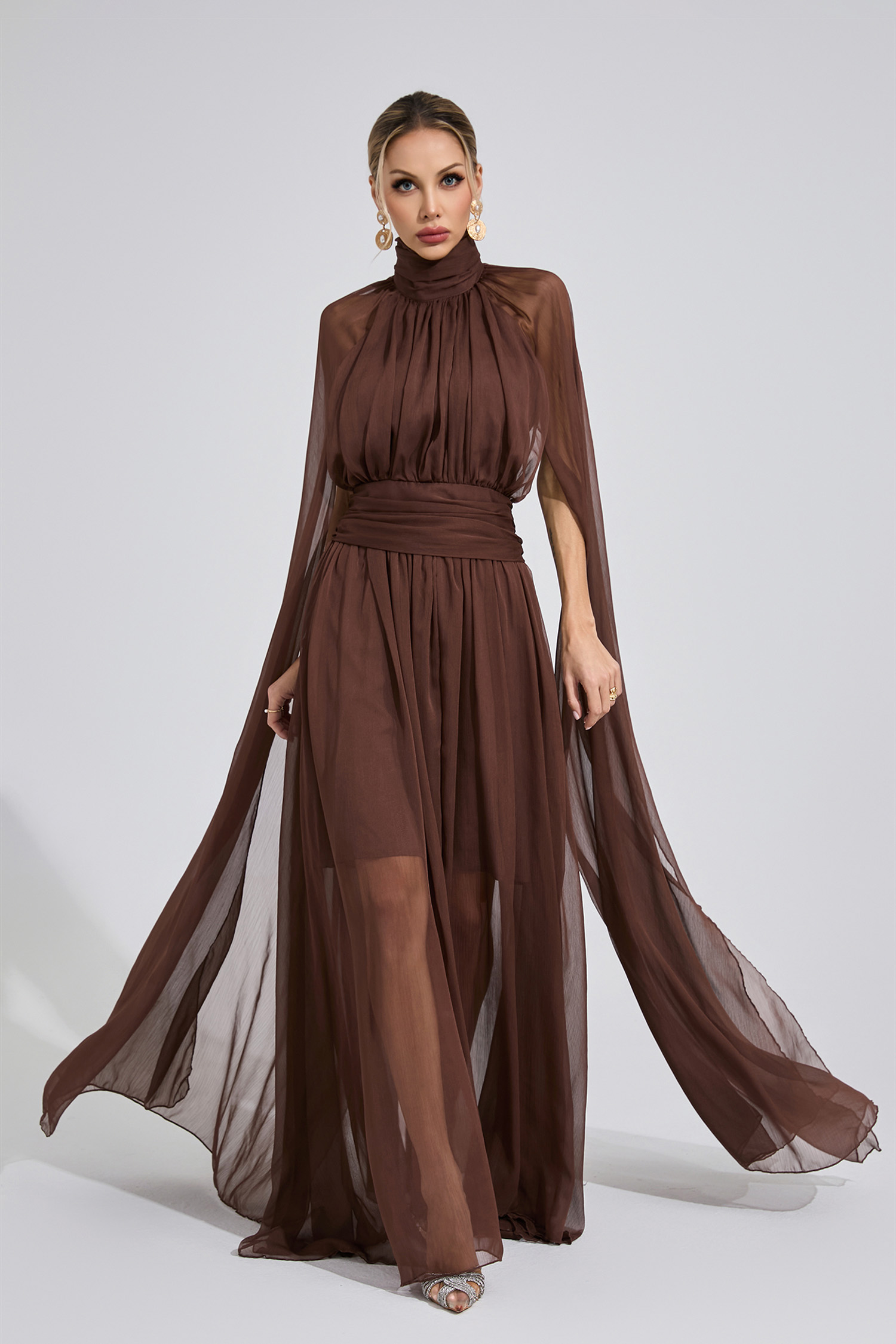 Eirlys Brown Royal Maxi Dress