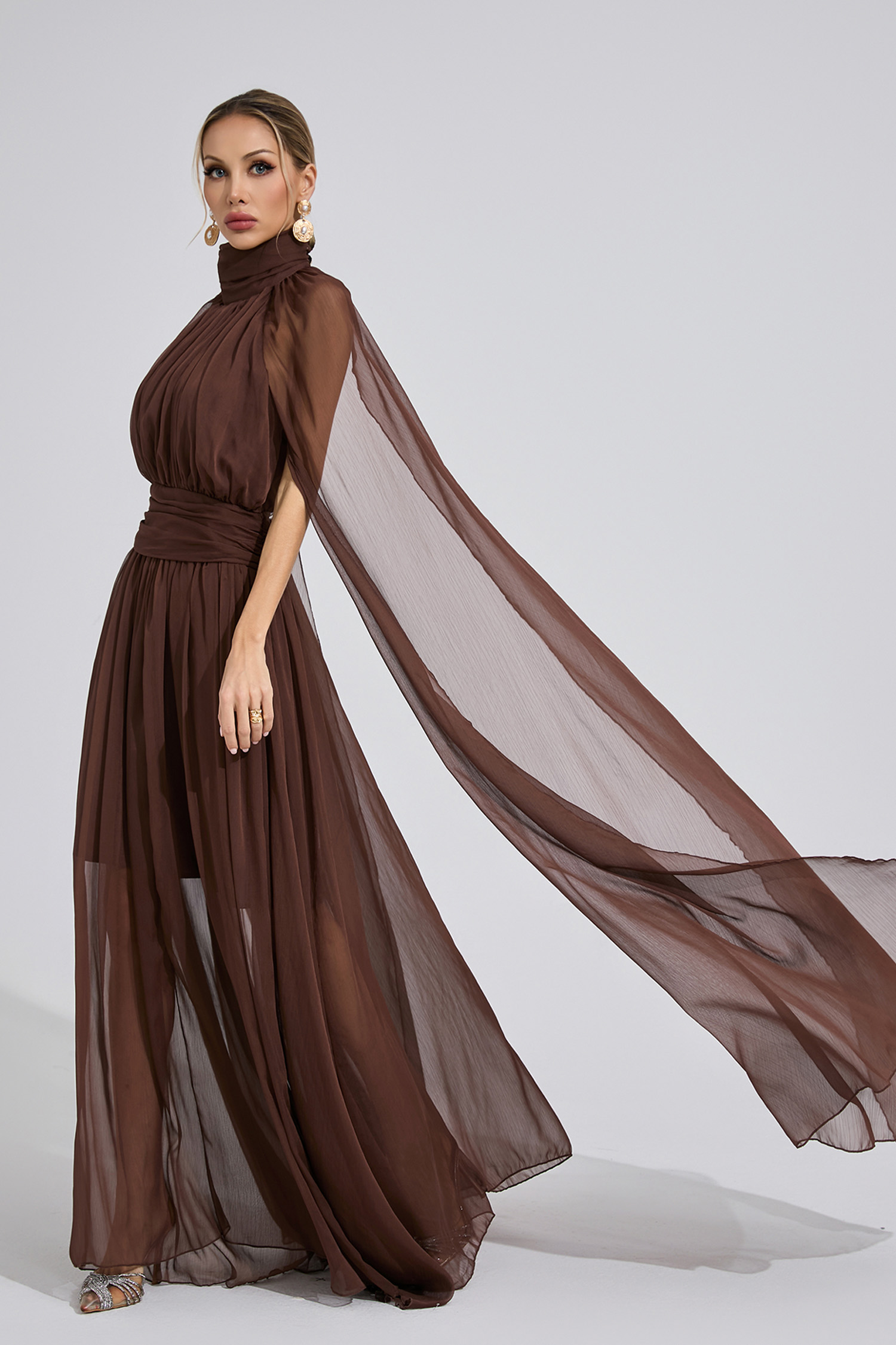 Eirlys Brown Royal Maxi Dress