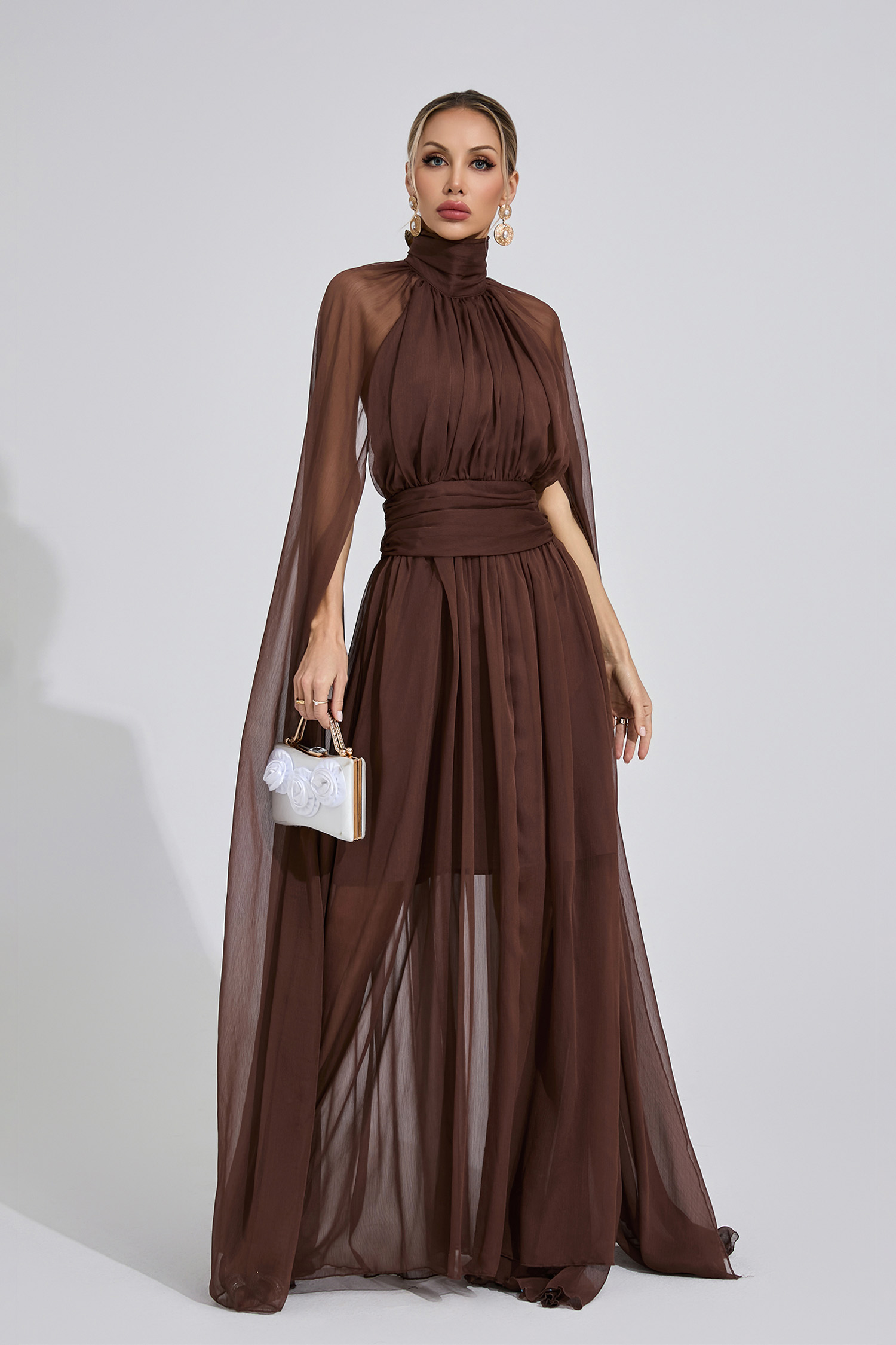 Eirlys Brown Royal Maxi Dress
