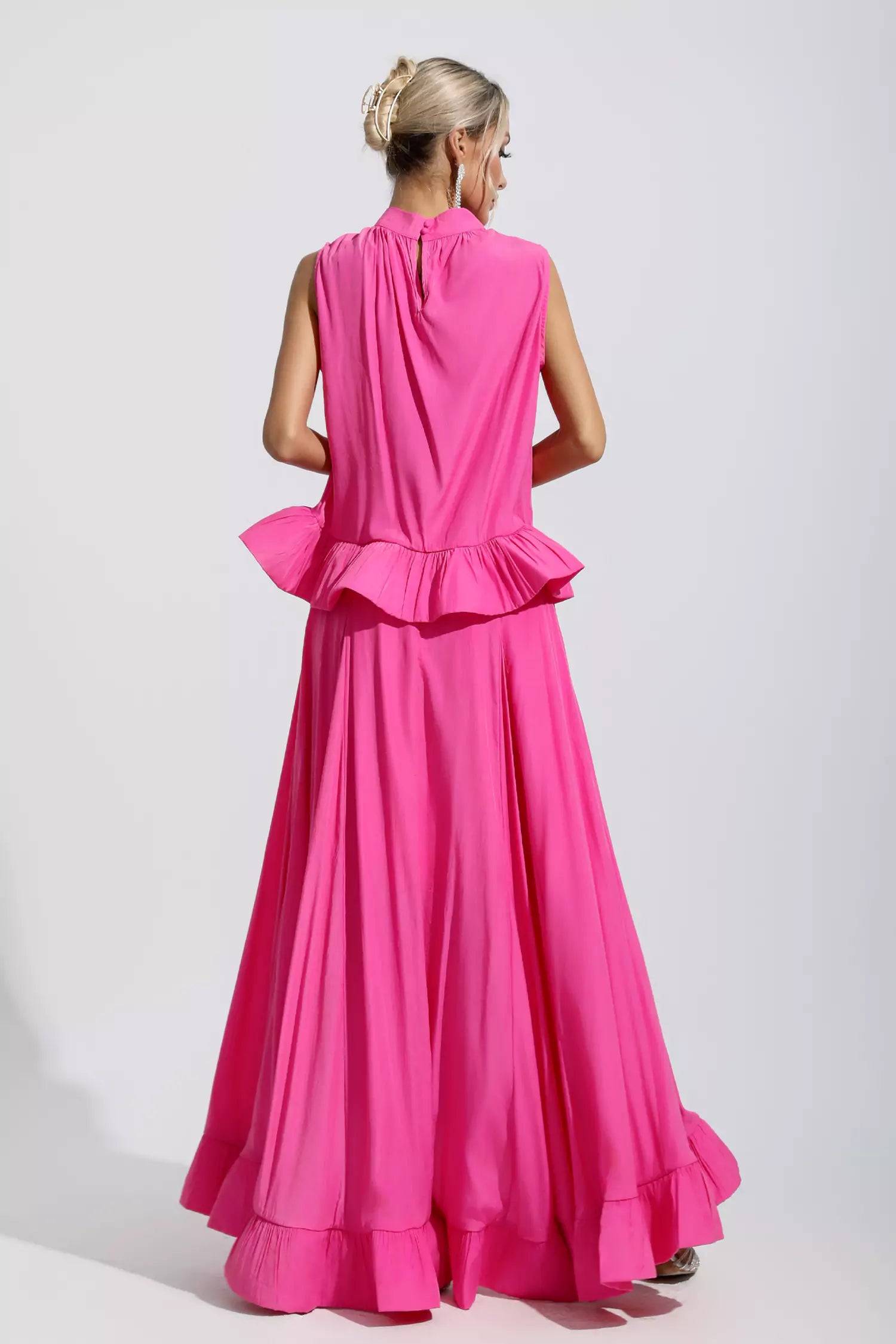 Elaine Pink Sleeveless Ruffle Mermaid Set-CATCHALL