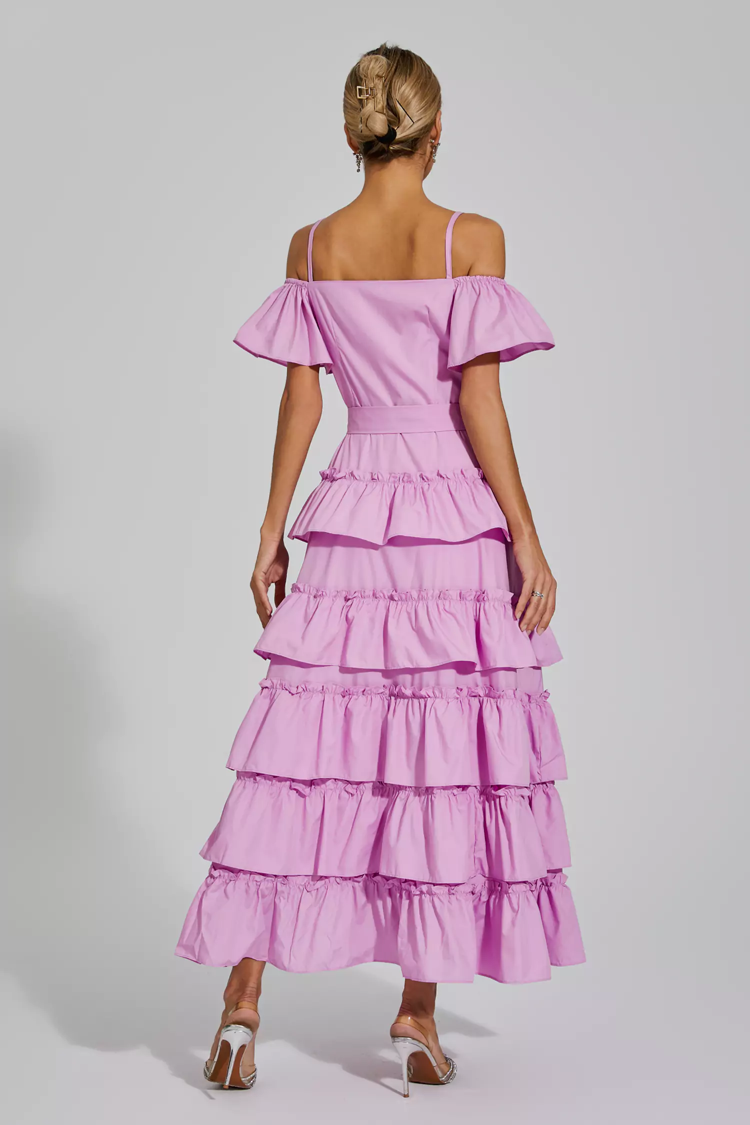 Eleanora Purple Tiered Slip Dress-CATCHALL