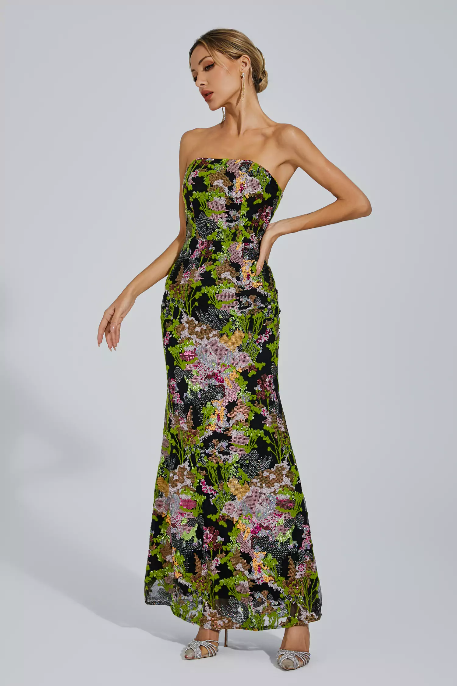 Elina Green Off-shoulder Sequin Dress-CATCHALL