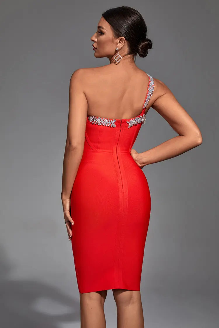 Dionne Diamante Strap Corset Mini Dress - Red in 2024