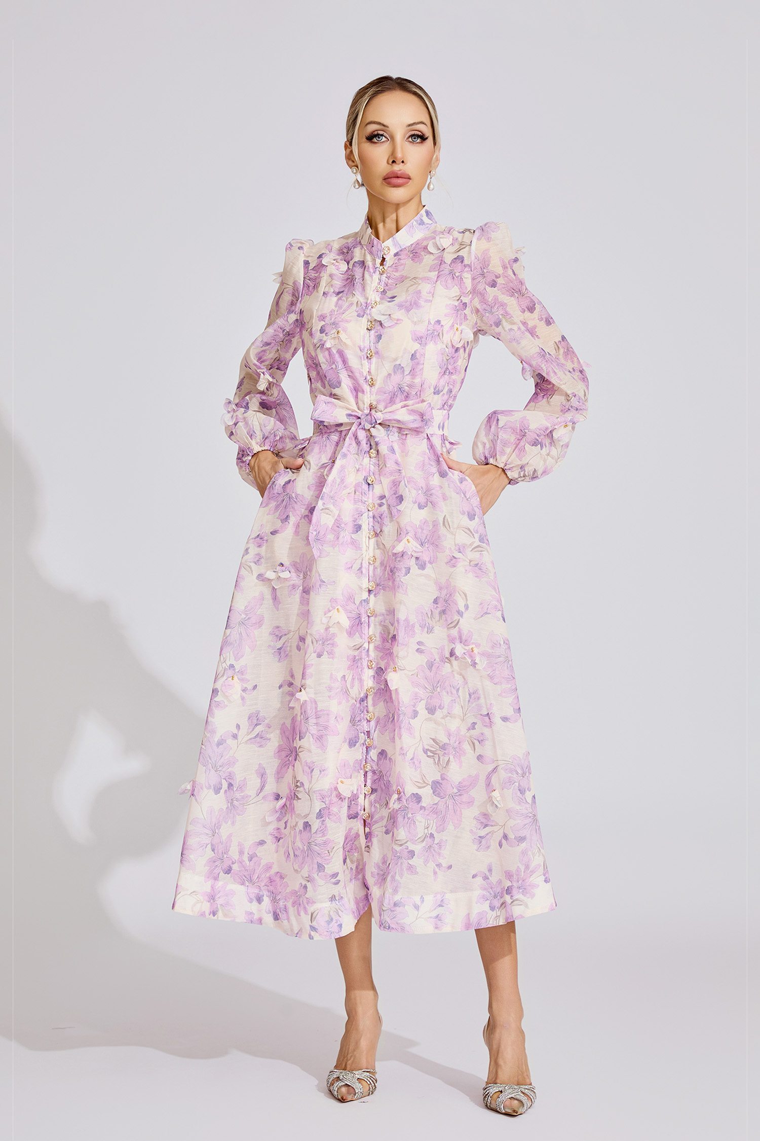 Elara Pink Floral Maxi Dress