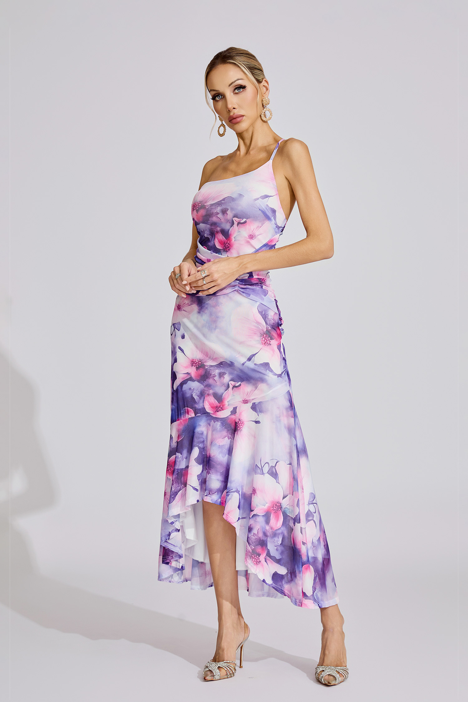 Ella Purple Off-Shoulder Maxi Dress