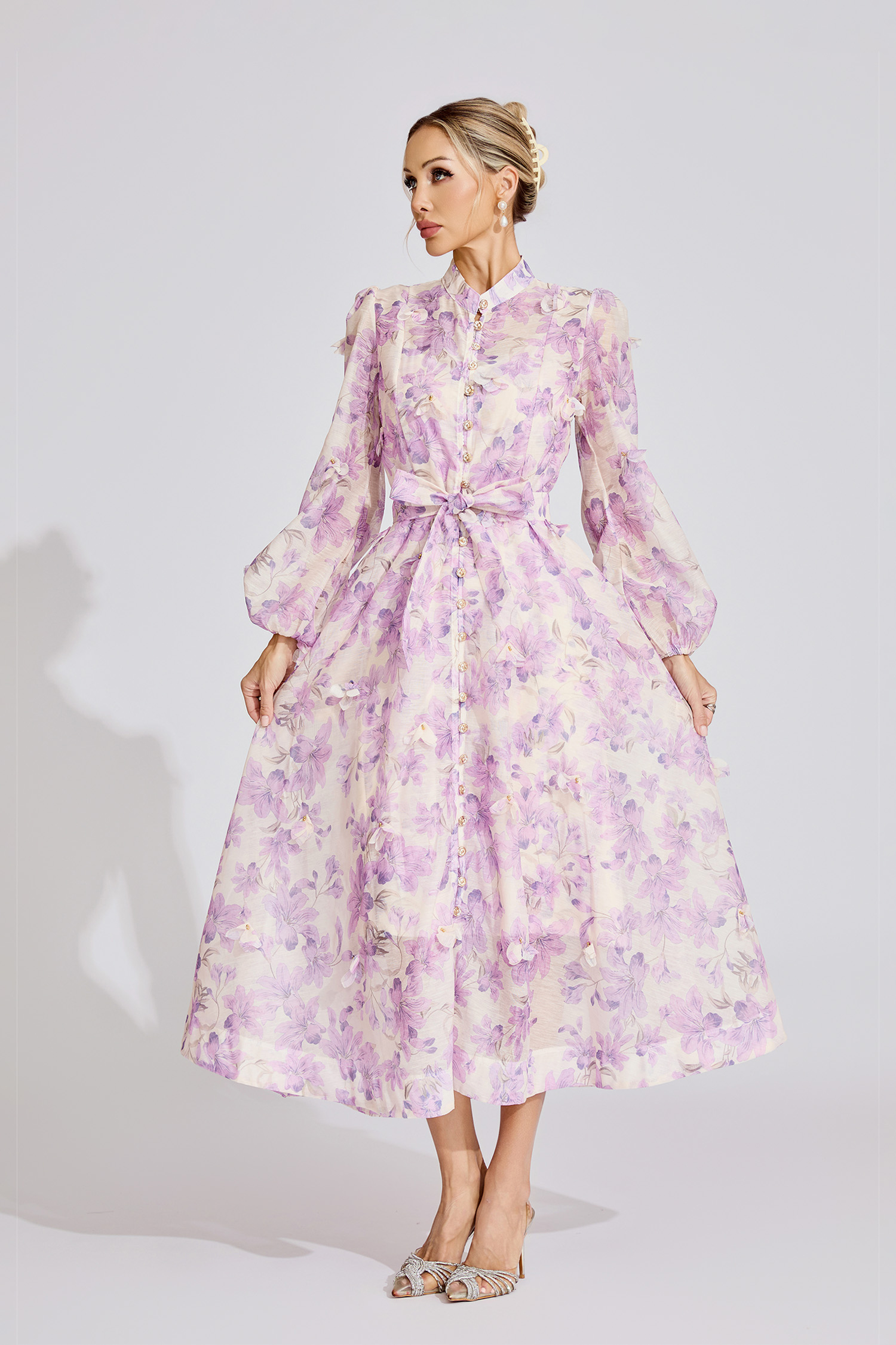 Elara Pink Floral Maxi Dress