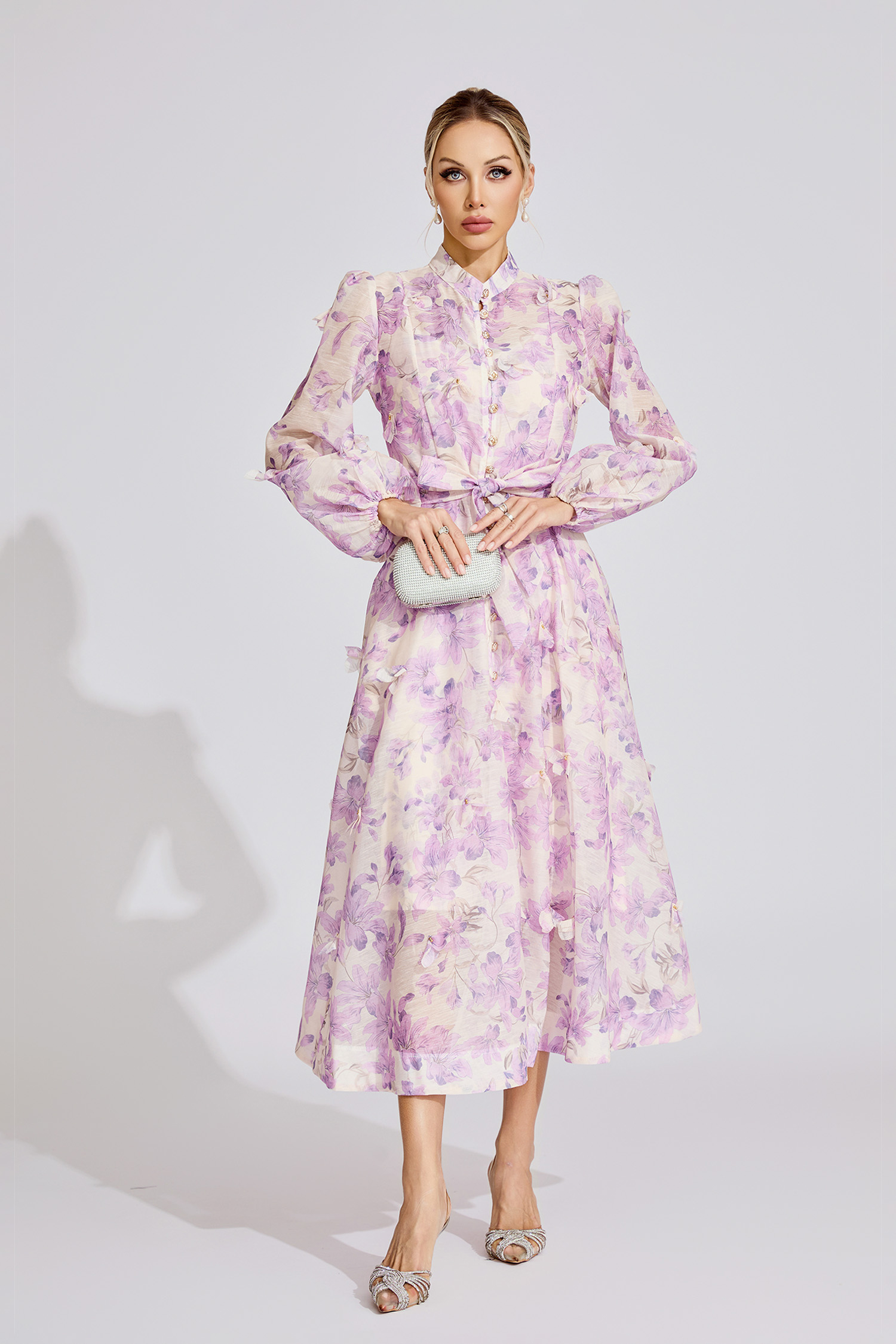 Elara Pink Floral Maxi Dress