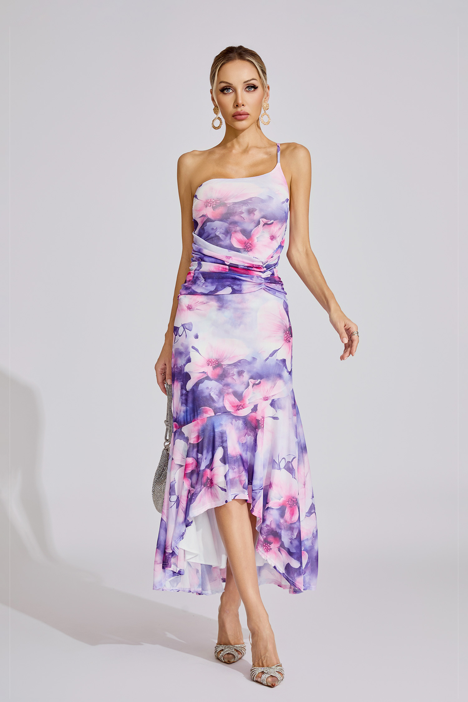 Ella Purple Off-Shoulder Maxi Dress