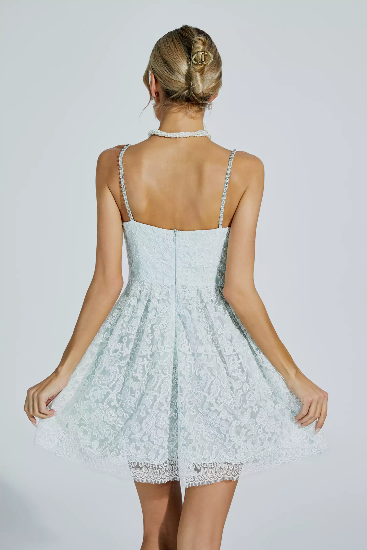 Ellison Green Lace Mini Dress-CATCHALL