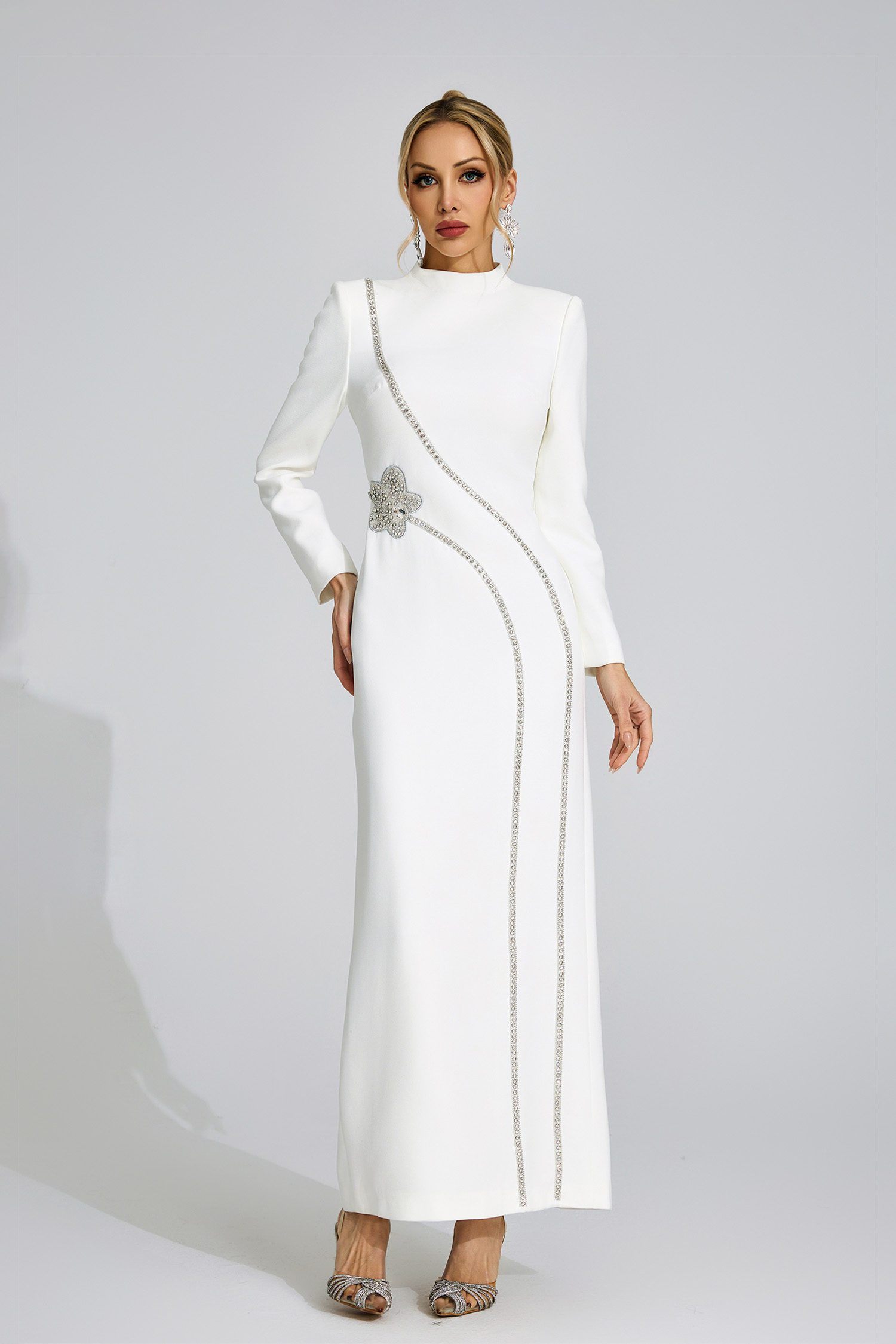 Eluned  White Diamond Maxi Dress