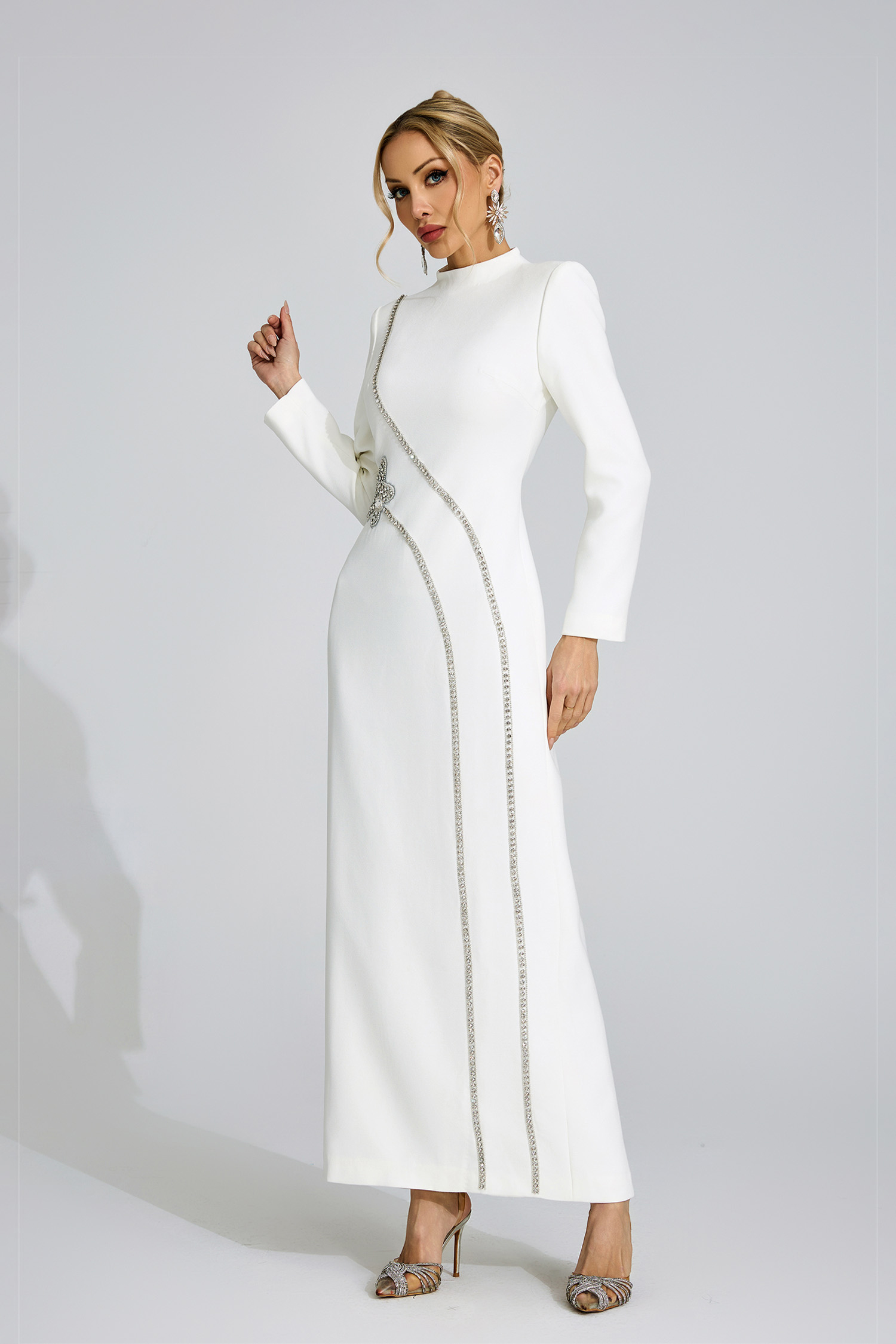 Eluned  White Diamond Maxi Dress