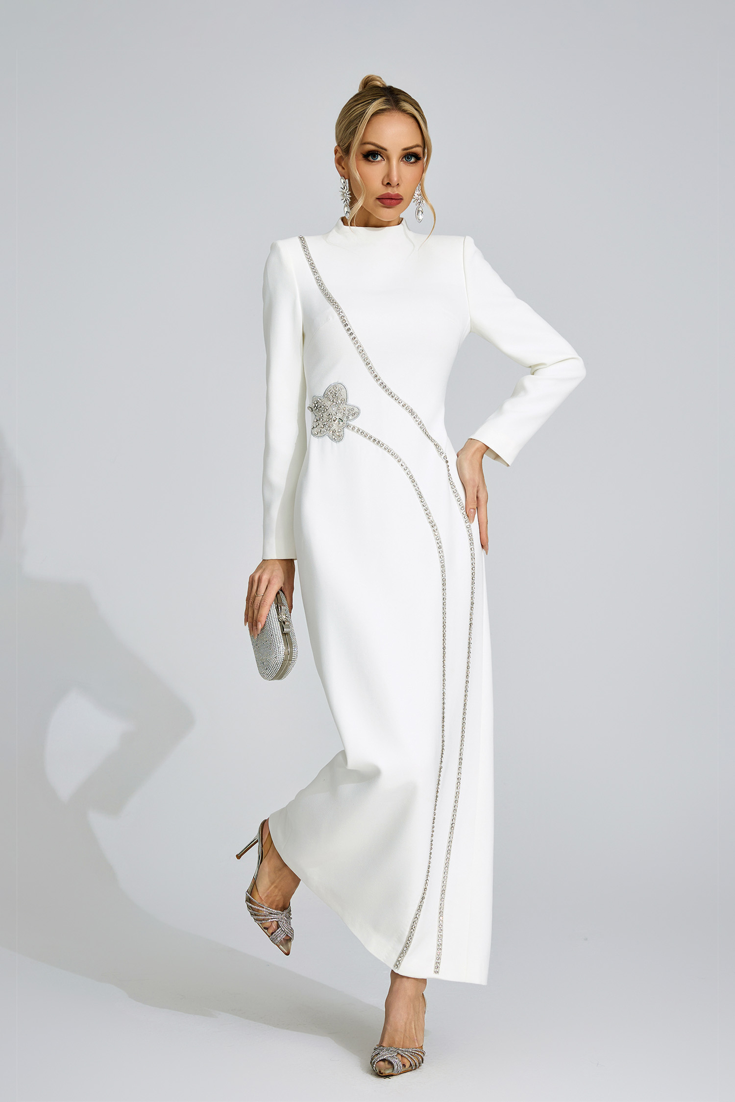 Eluned  White Diamond Maxi Dress