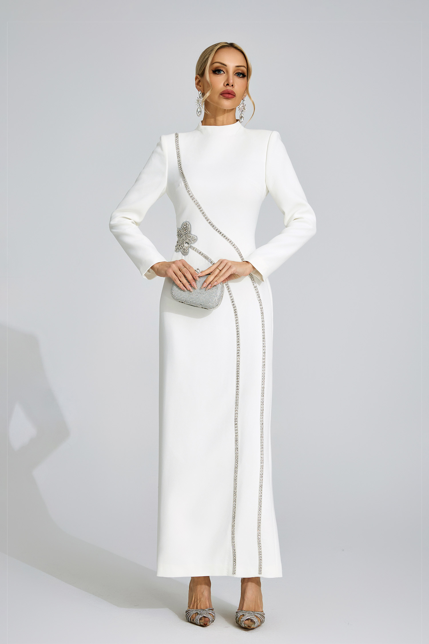 Eluned  White Diamond Maxi Dress