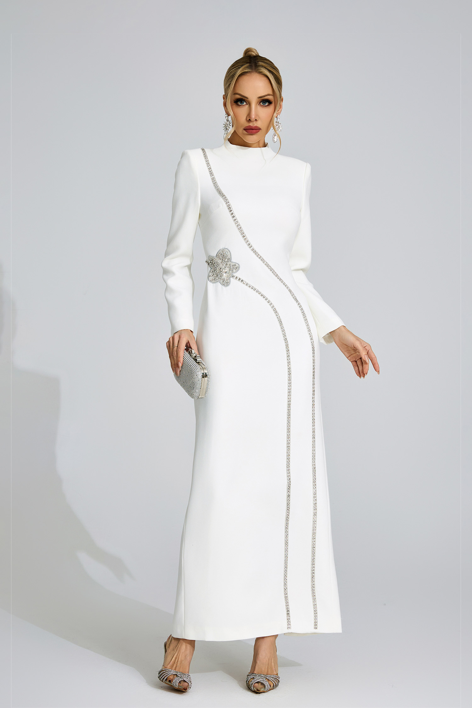 Eluned  White Diamond Maxi Dress