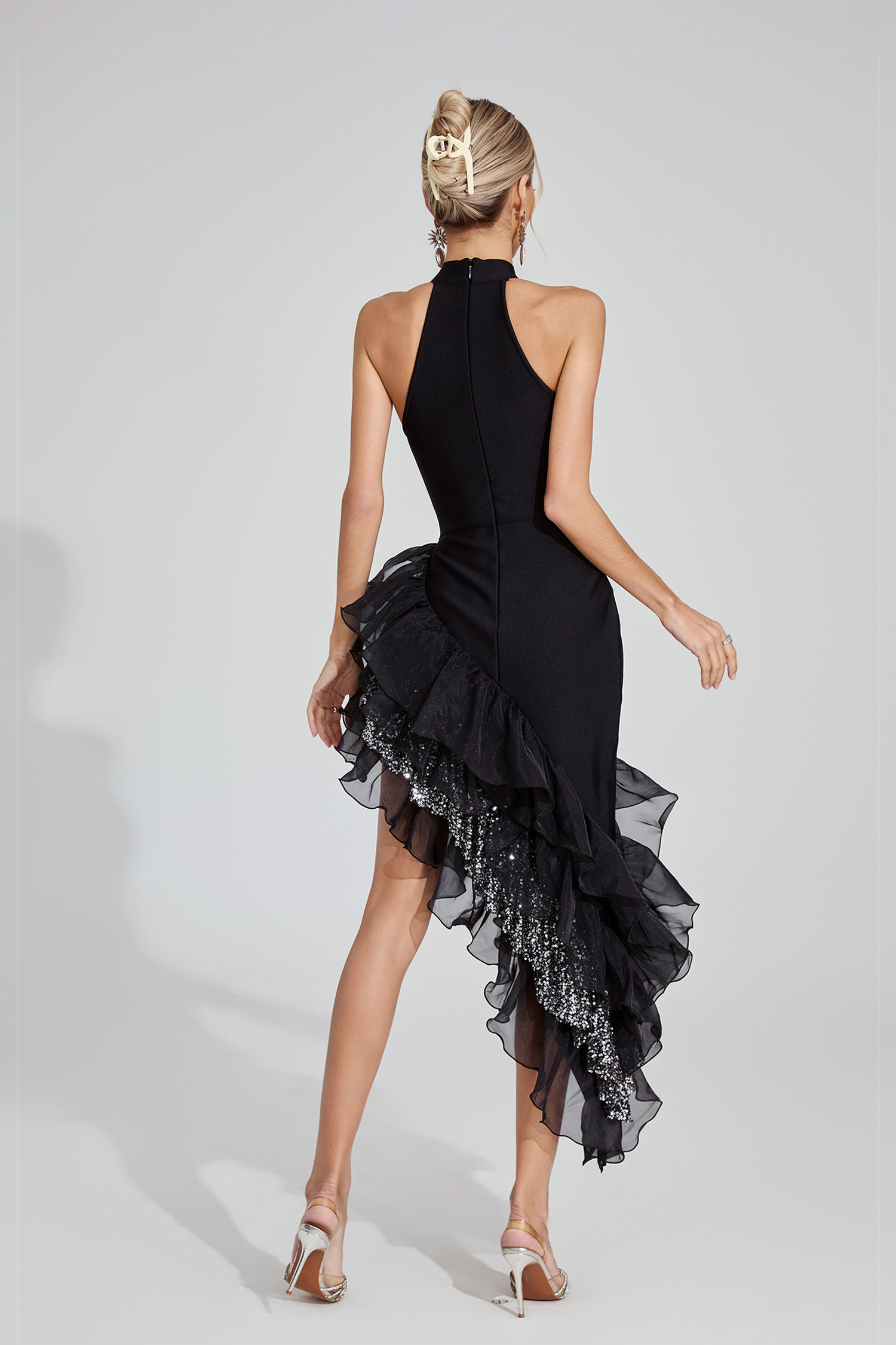 Ember Black Ruffle Maxi Dress