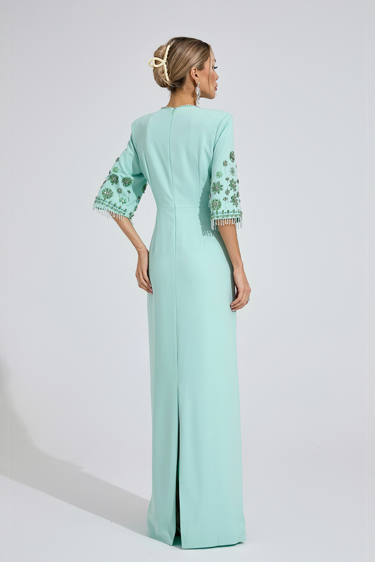 Enfys Mint Green Beaded Maxi Dress