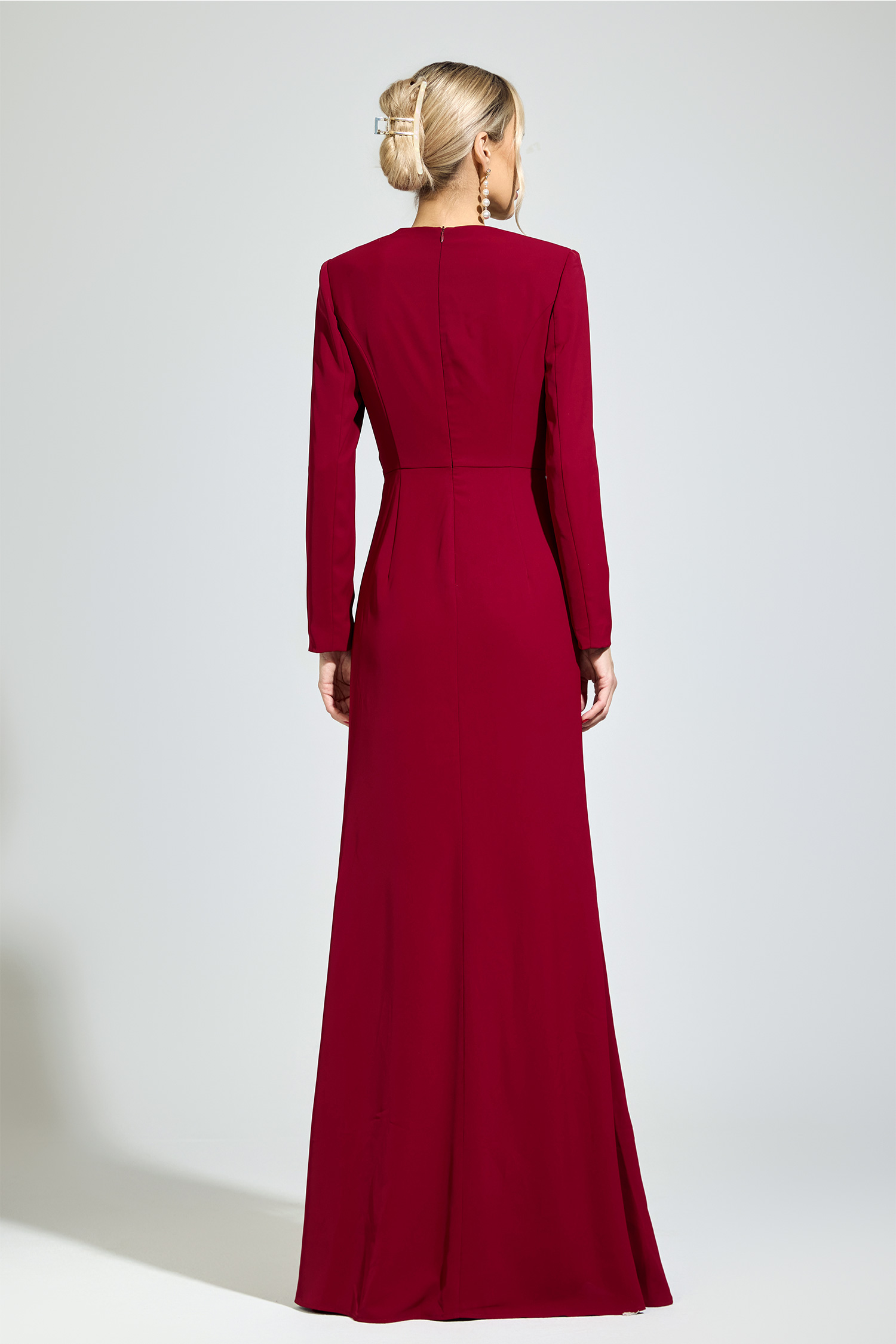 Epicurus Red Ruched Formal Dress