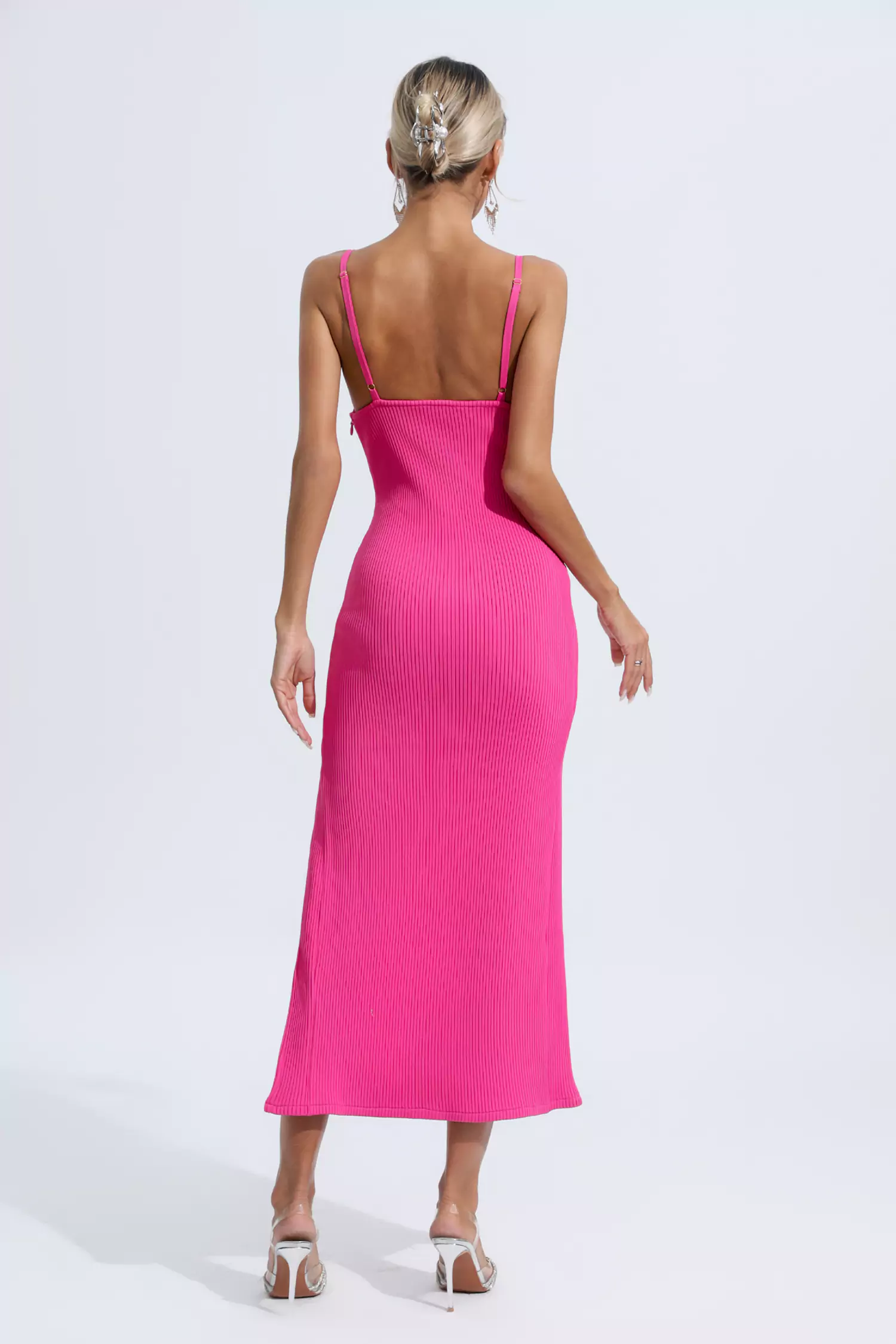 Estelle Rose Red Slip Midi Dress-CATCHALL