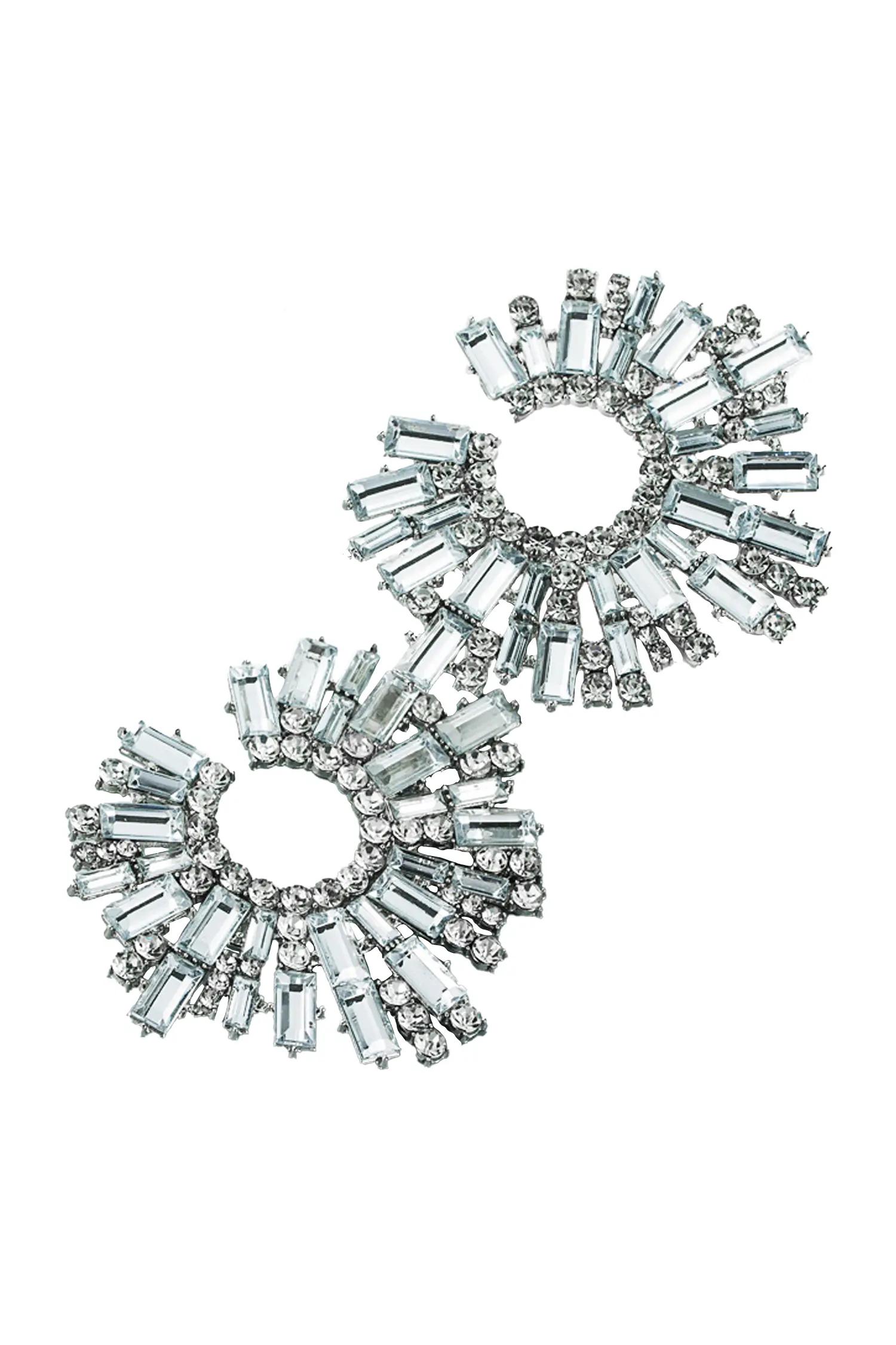 Ethel Silver Round Diamond Earrings-CATCHALL