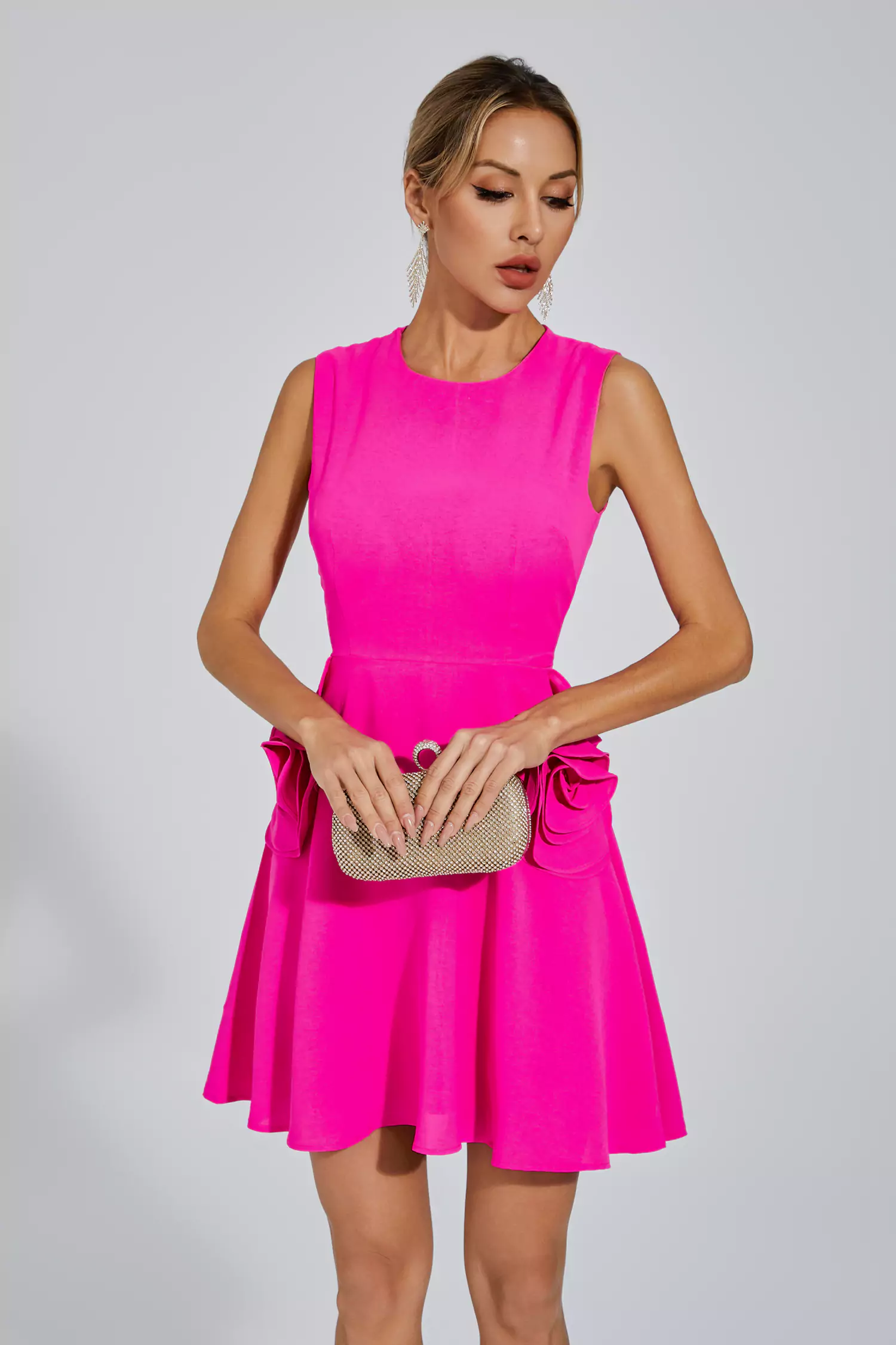 Etta Rose Red Sleeveless Mini Dress-CATCHALL