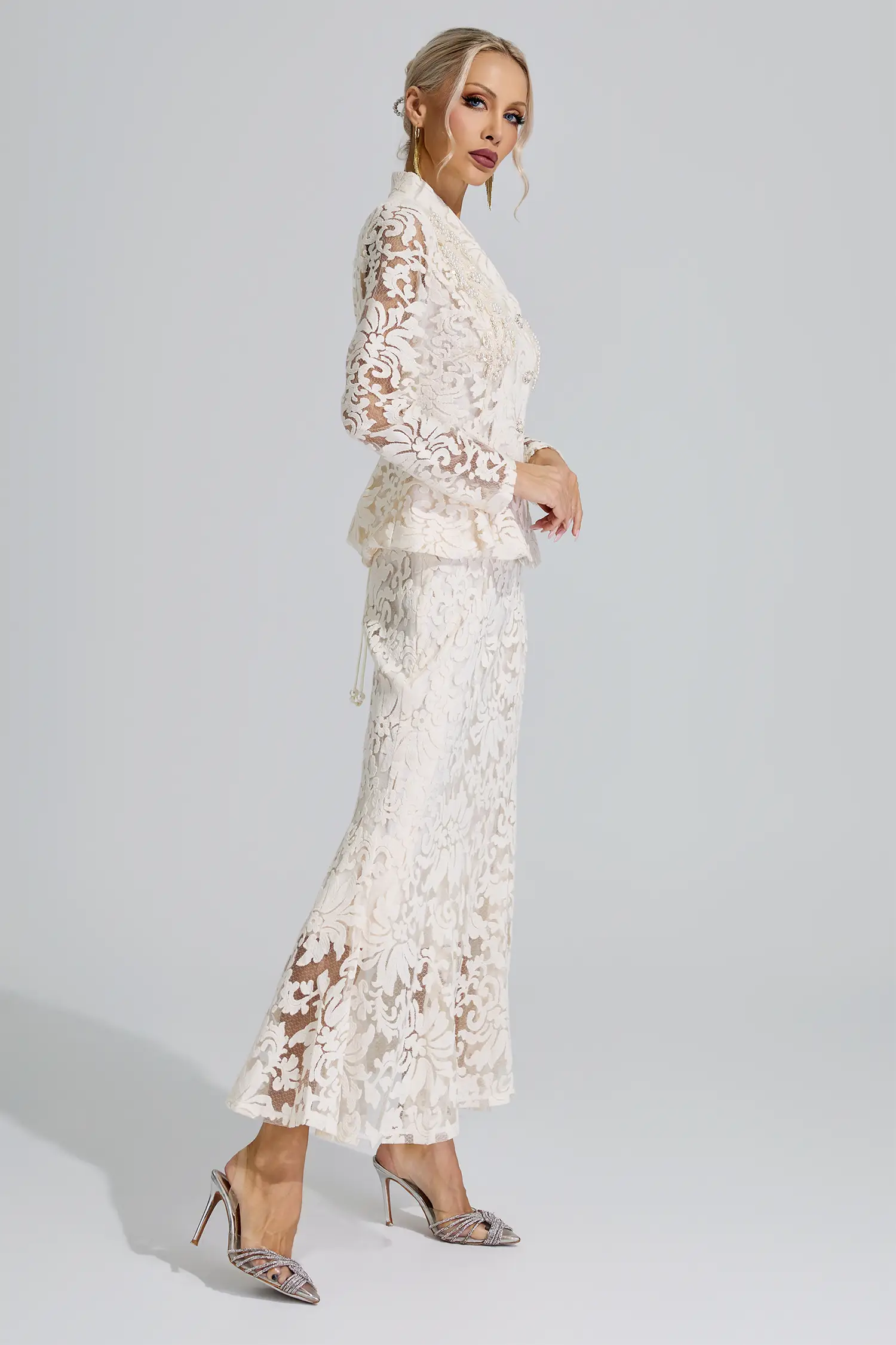 Euterpe Apricot Beaded Lace Fishtail Set