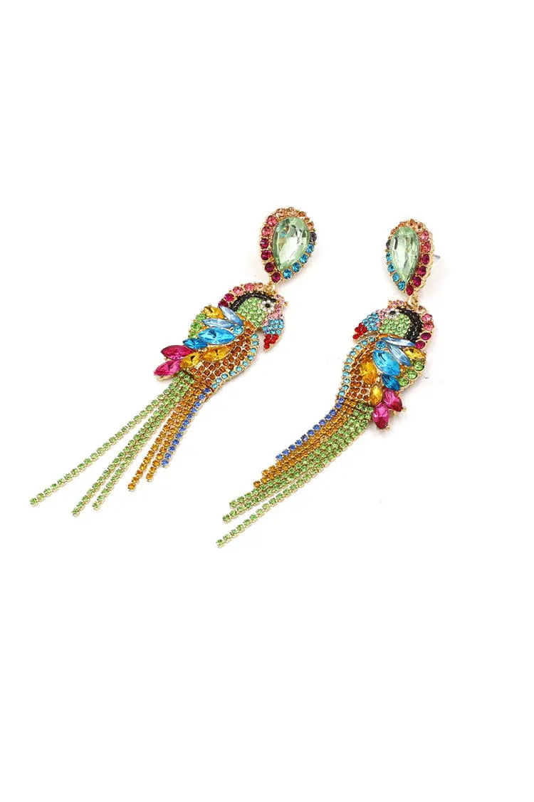 Everleigh Parrot Diamante Earrings-CATCHALL