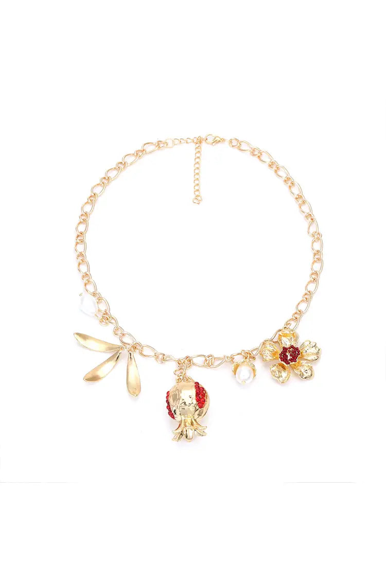 Faith Pomegranate Flower Necklace-CATCHALL