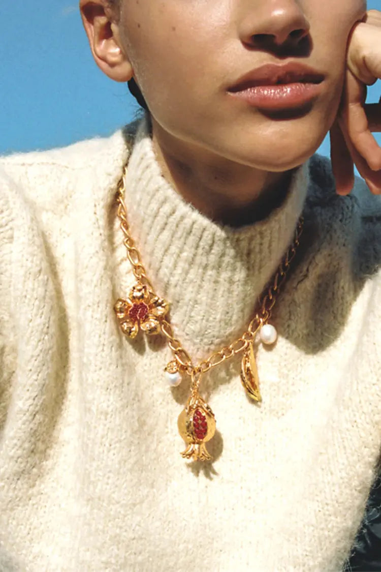 Faith Pomegranate Flower Necklace-CATCHALL