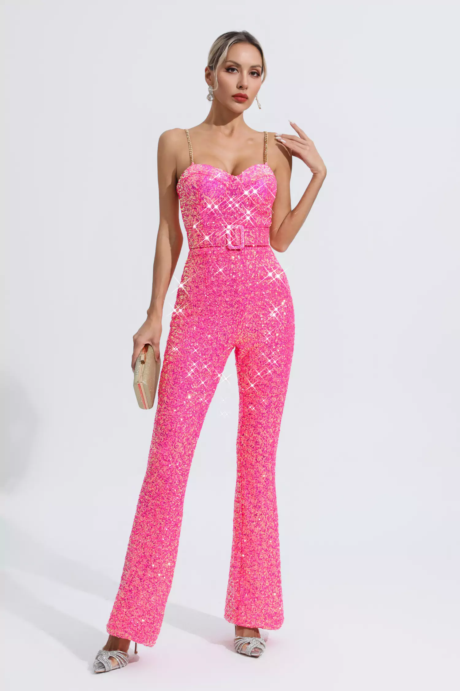 Fallon Rose Red Sequins Jumpsuit-CATCHALL