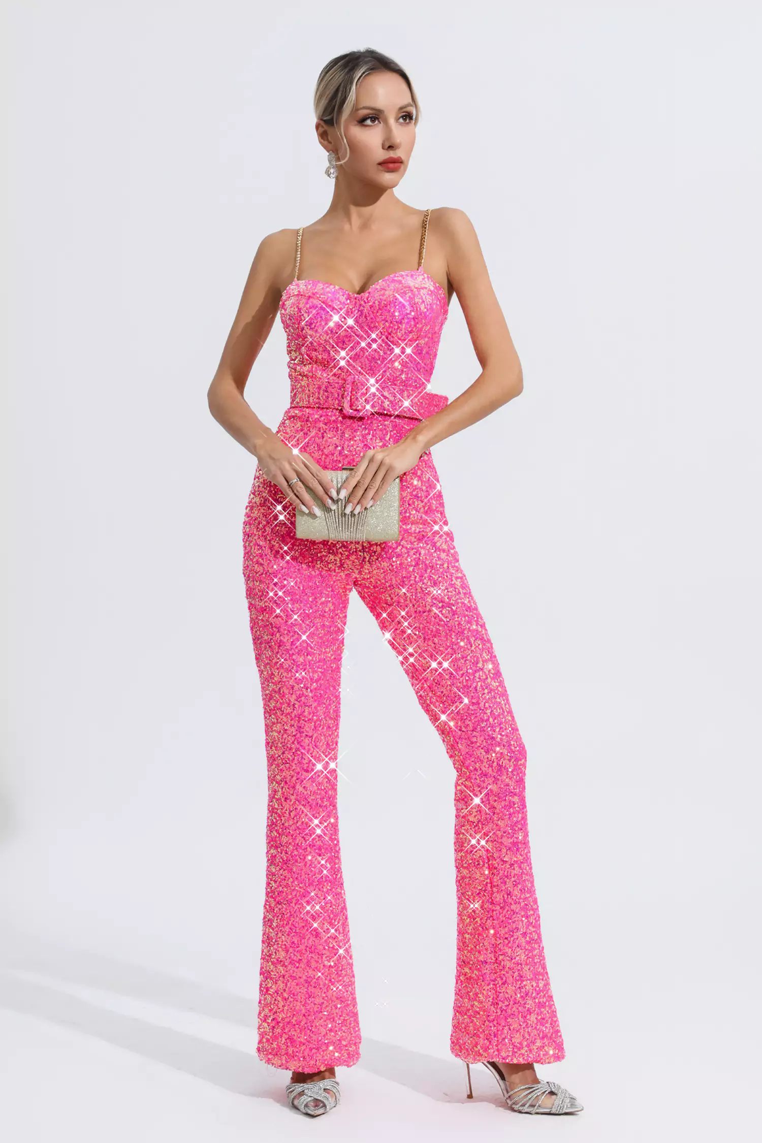 Fallon Rose Red Sequins Jumpsuit-CATCHALL