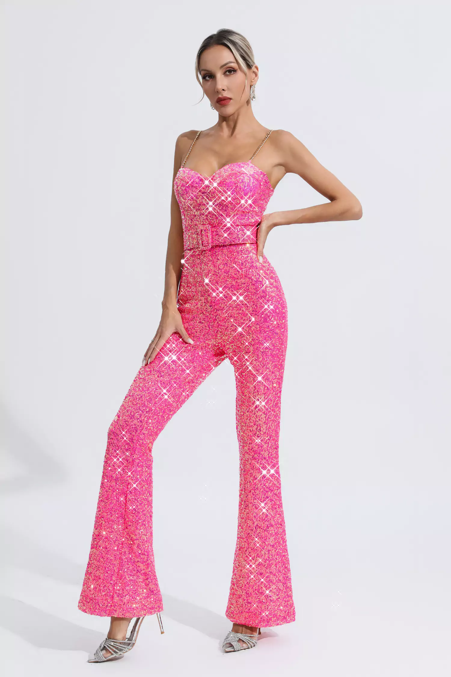 Fallon Rose Red Sequins Jumpsuit-CATCHALL