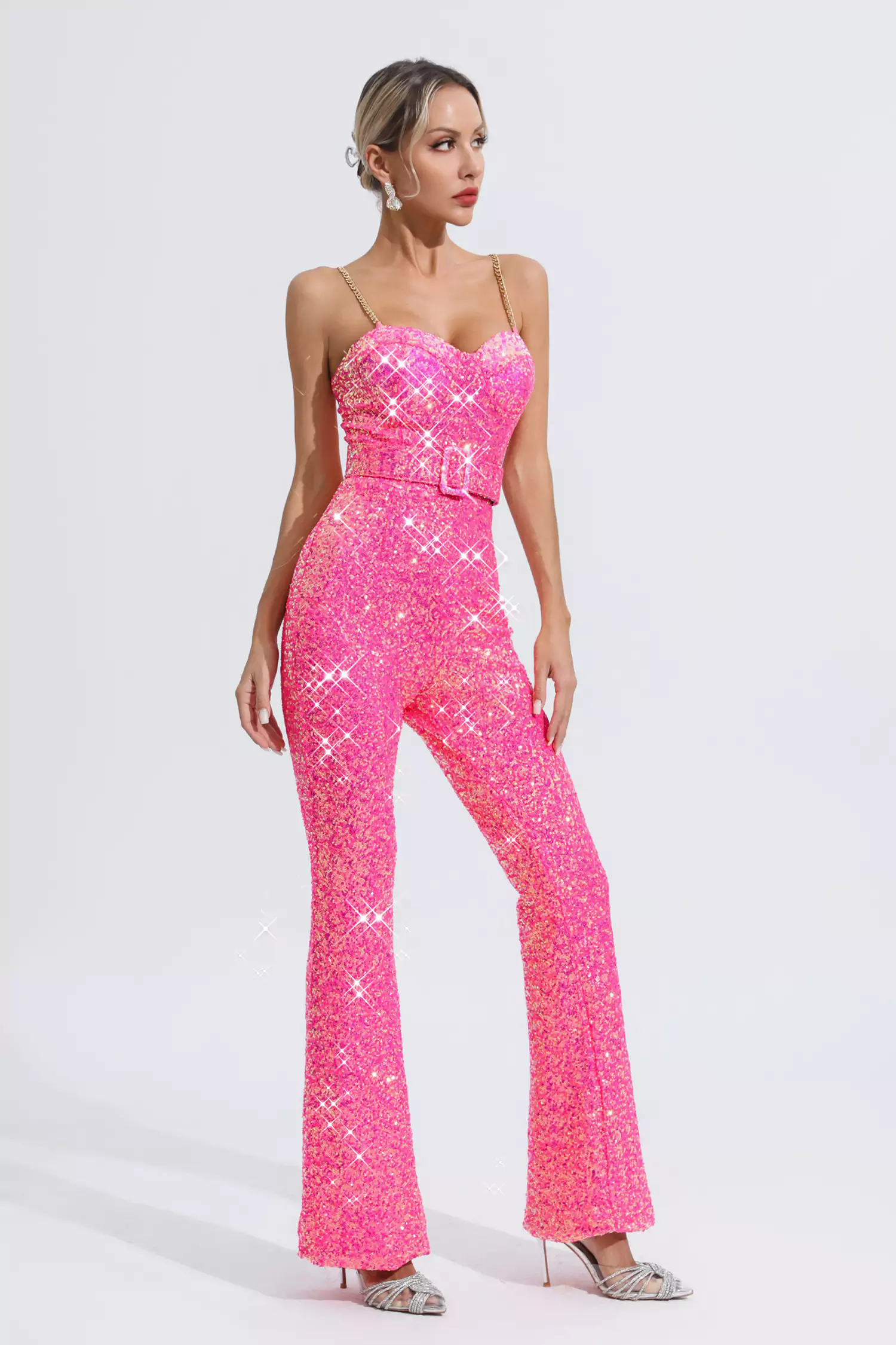 Fallon Rose Red Sequins Jumpsuit-CATCHALL
