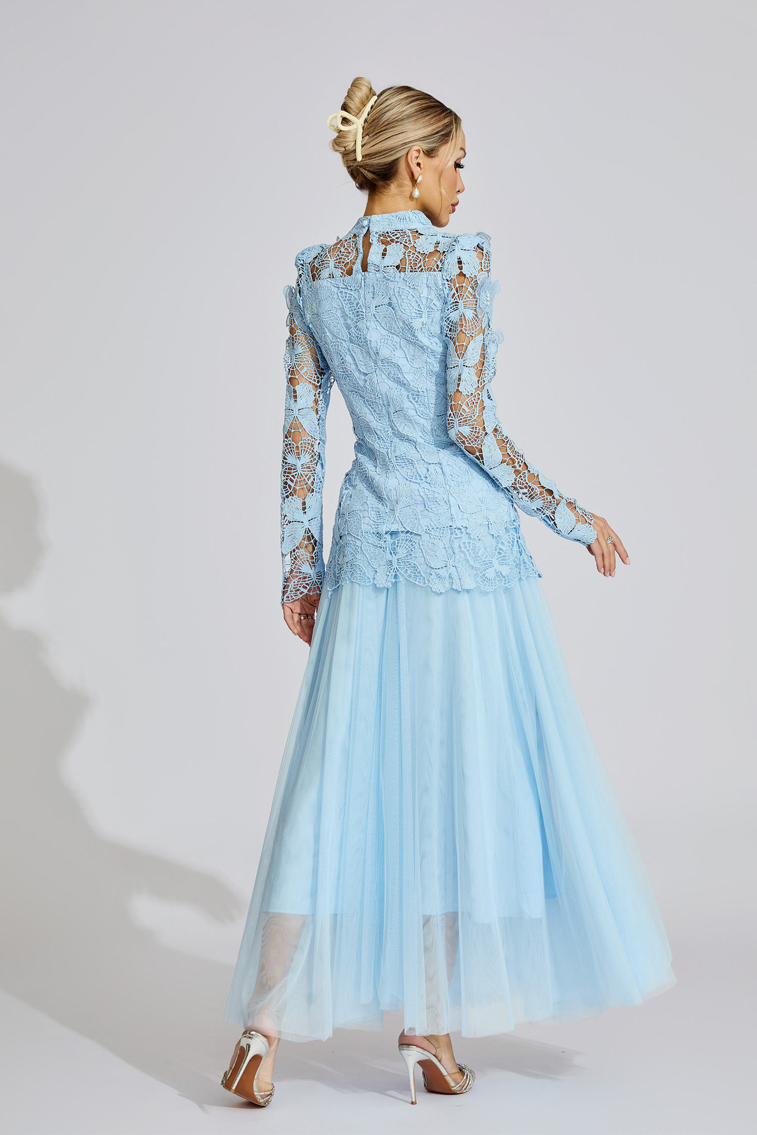 Faye Blue Embroidered Two Piece Set