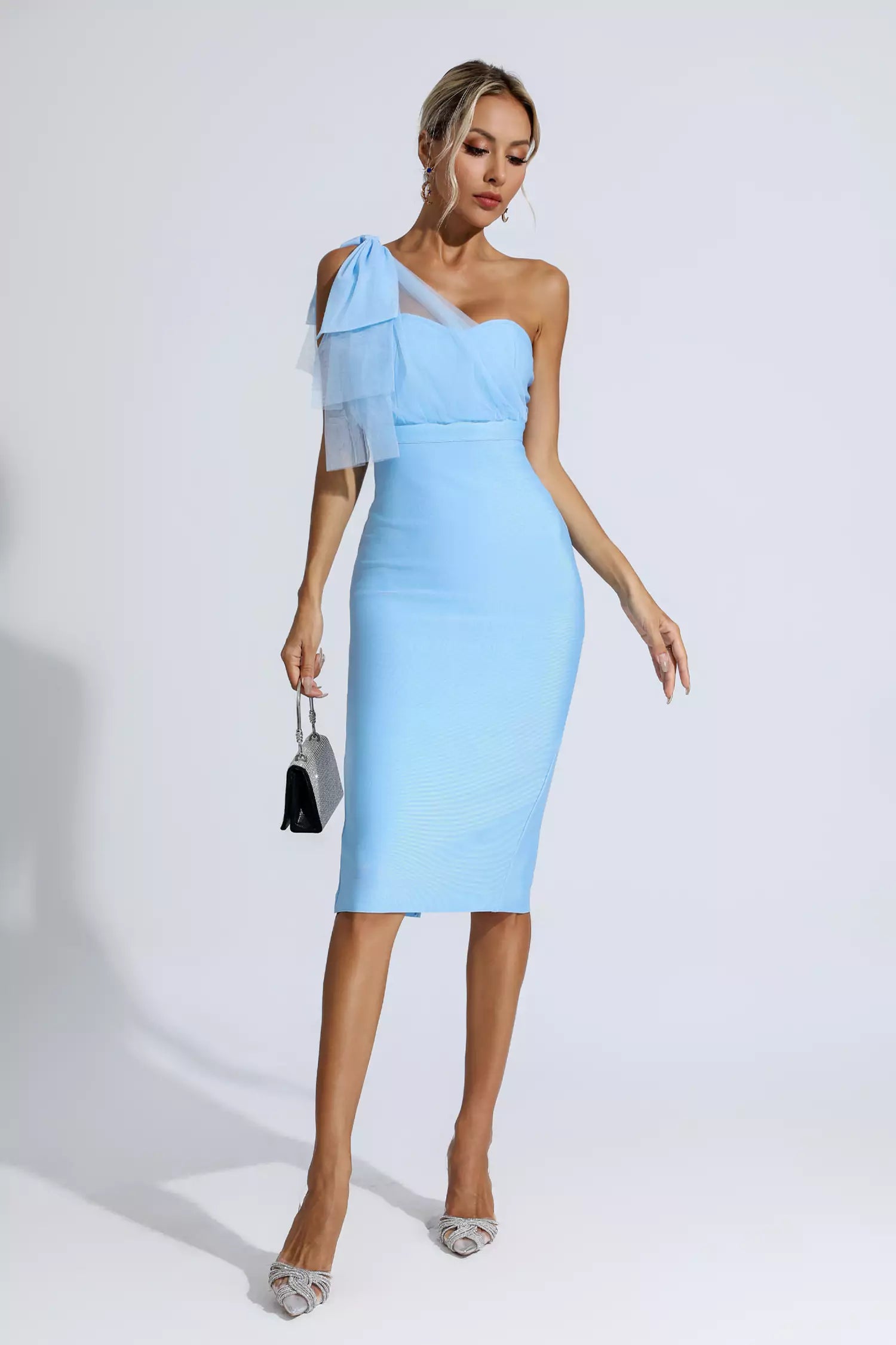 Felicity Blue Bandage Midi Dress-CATCHALL