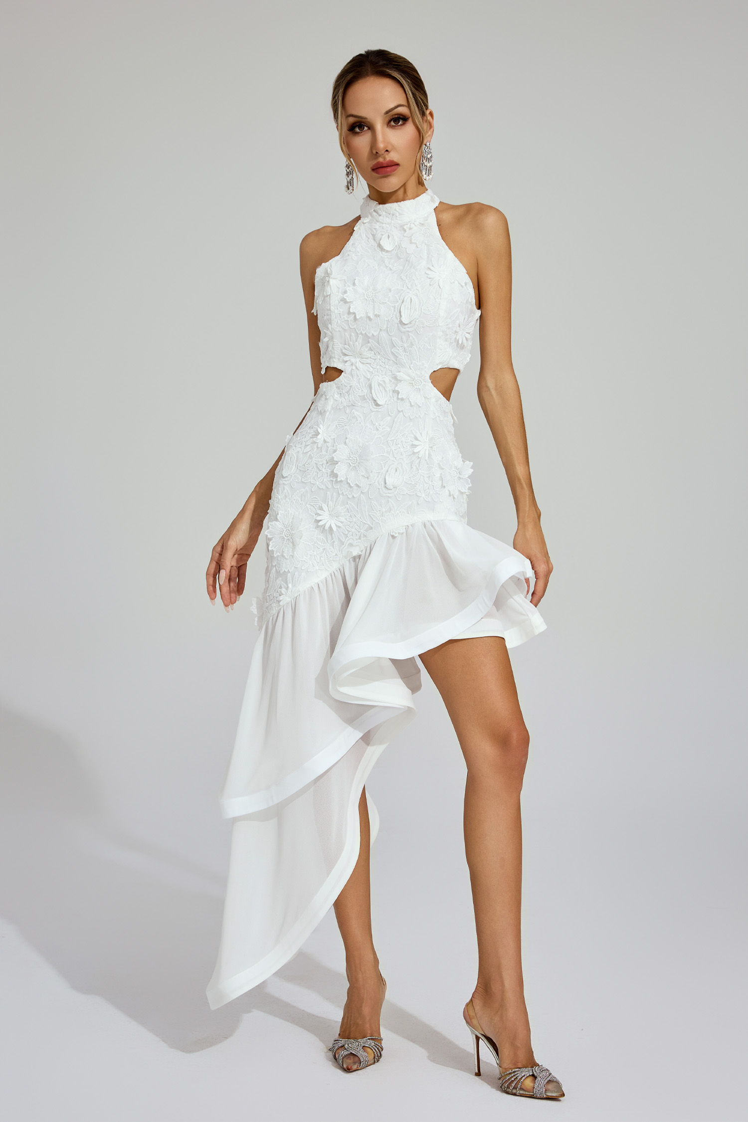 Ferdinand White Lace Cut Out Dress
