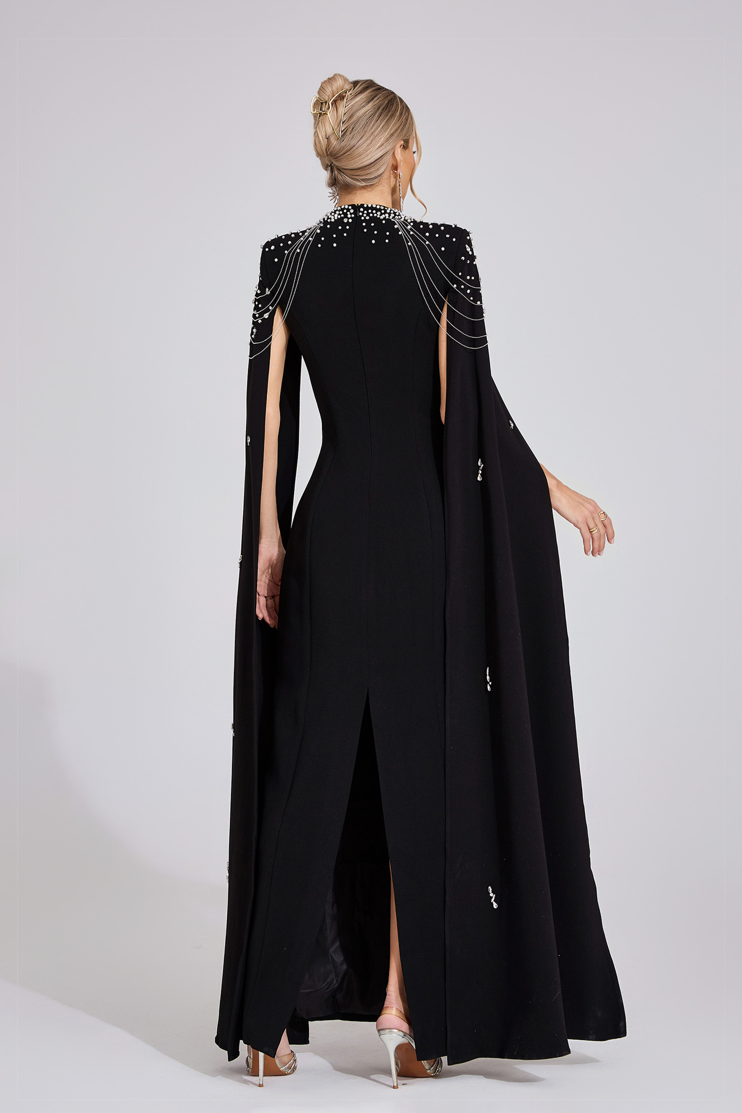 Ffion Black Beaded Maxi Dress