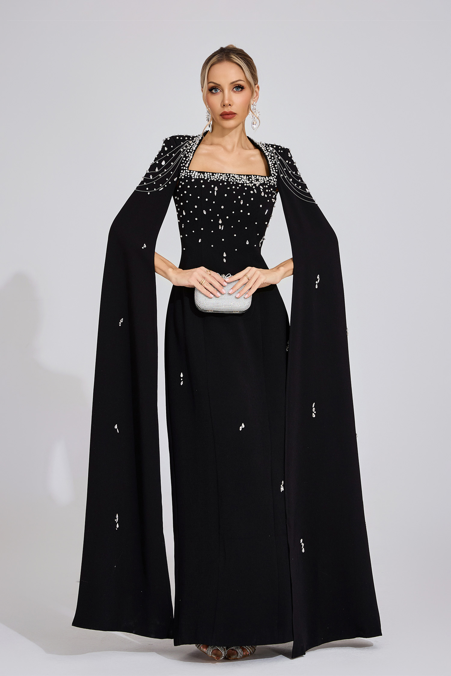 Ffion Black Beaded Maxi Dress