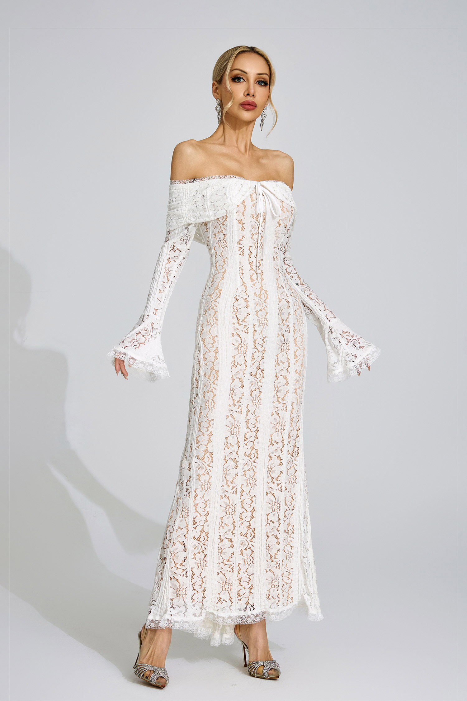 Ffraid White Lace Maxi Dress