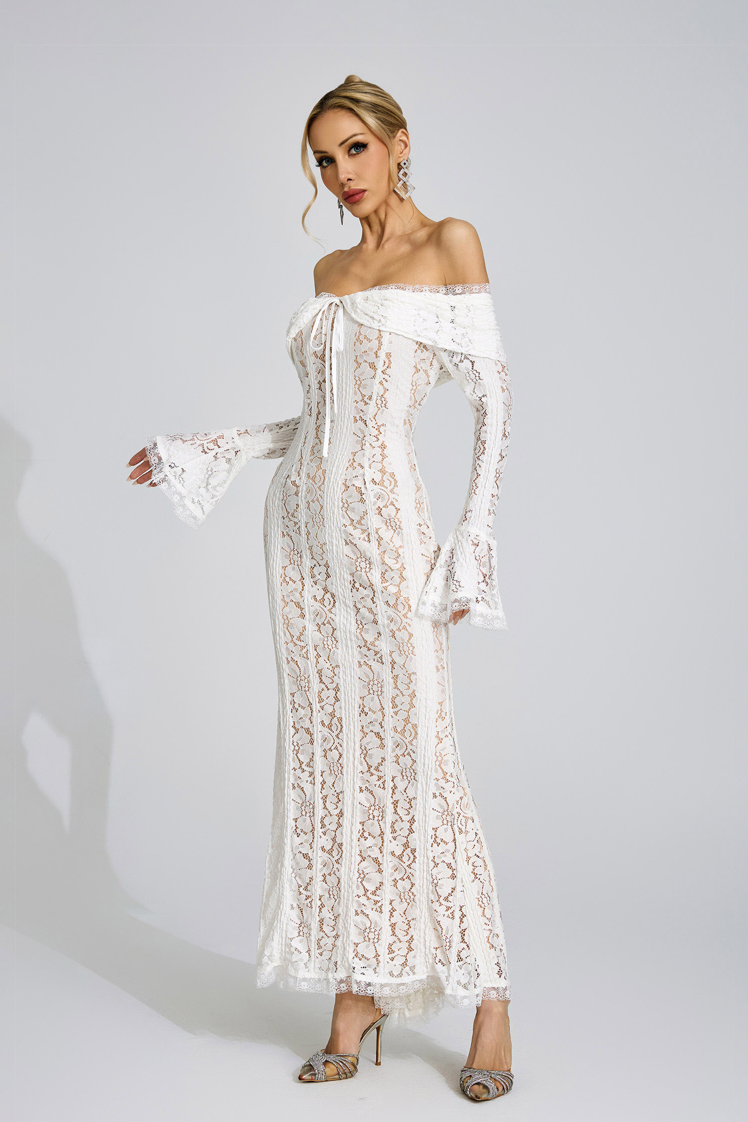 Ffraid White Lace Maxi Dress