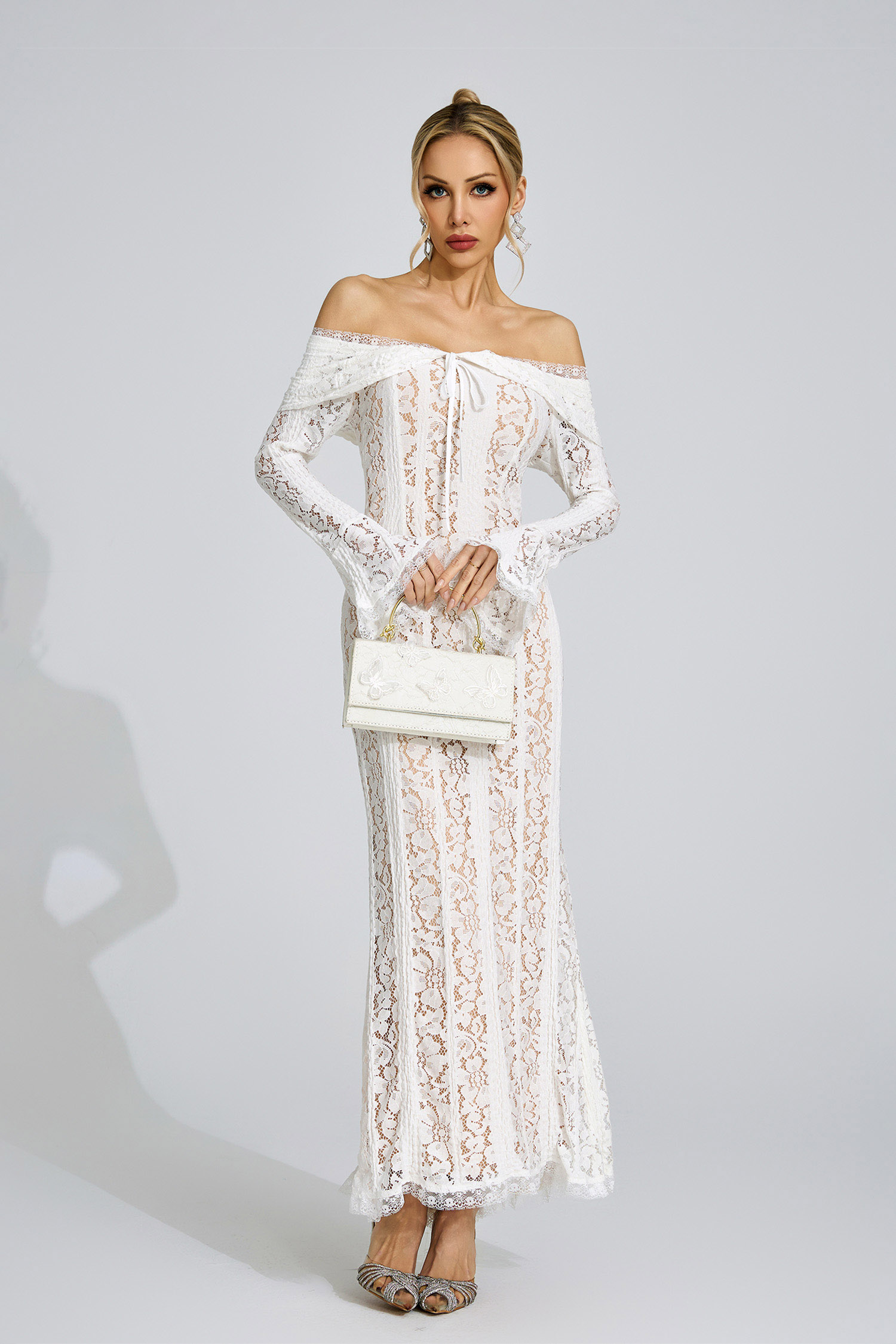 Ffraid White Lace Maxi Dress