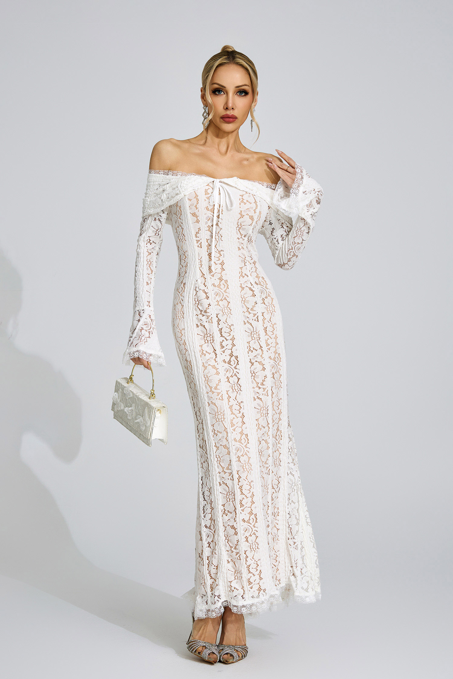 Ffraid White Lace Maxi Dress