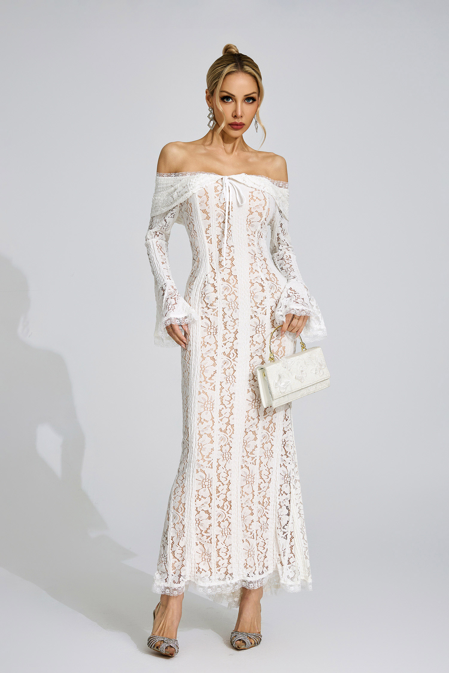 Ffraid White Lace Maxi Dress