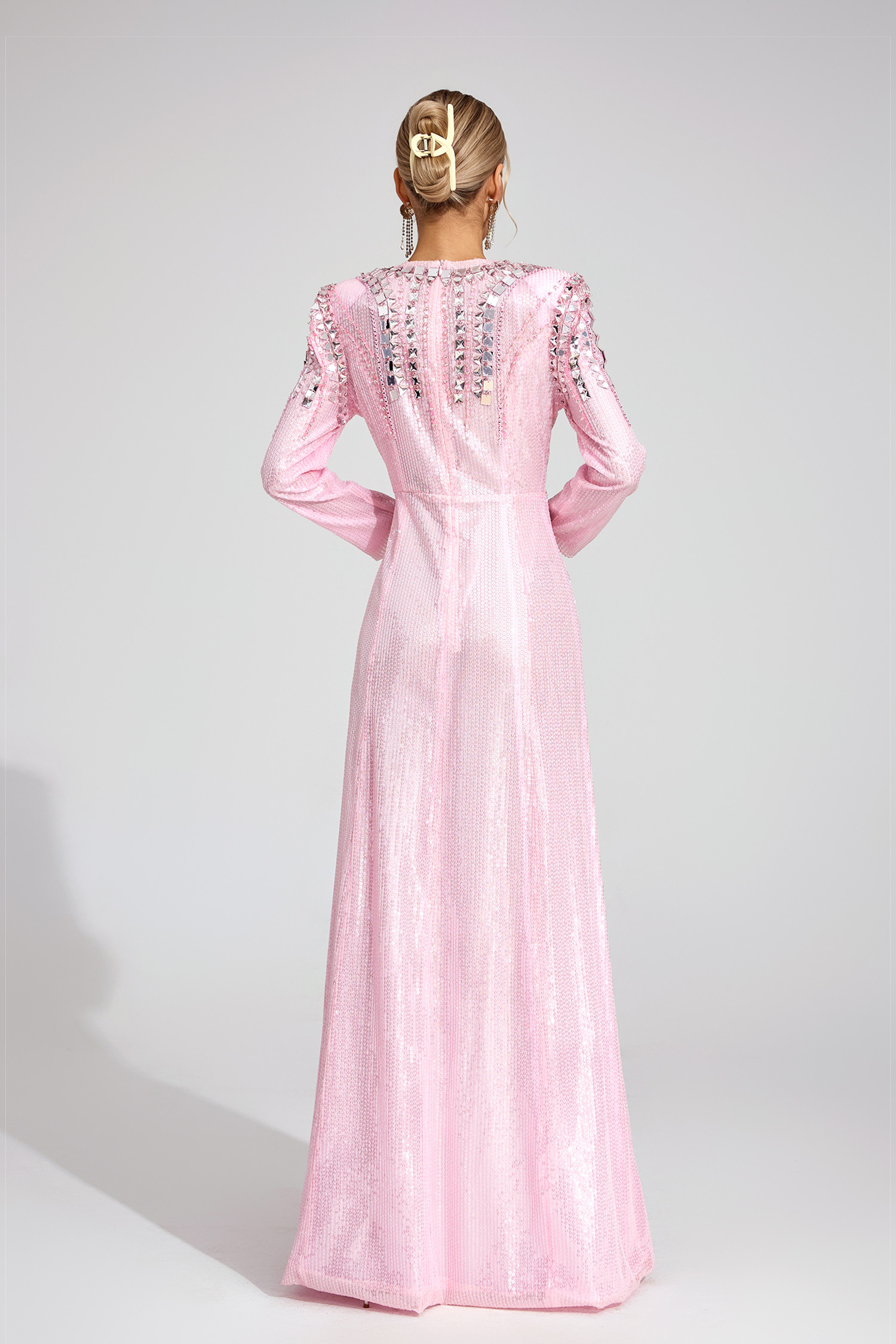 Fiora Pink Sequined Maxi Dress