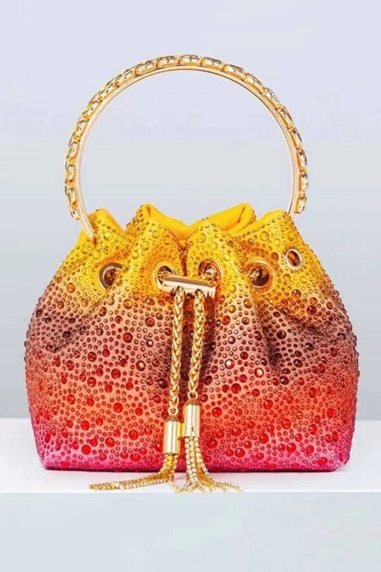 Harlow Multicolored Crystal Embellished Bucket Bag - Catchall