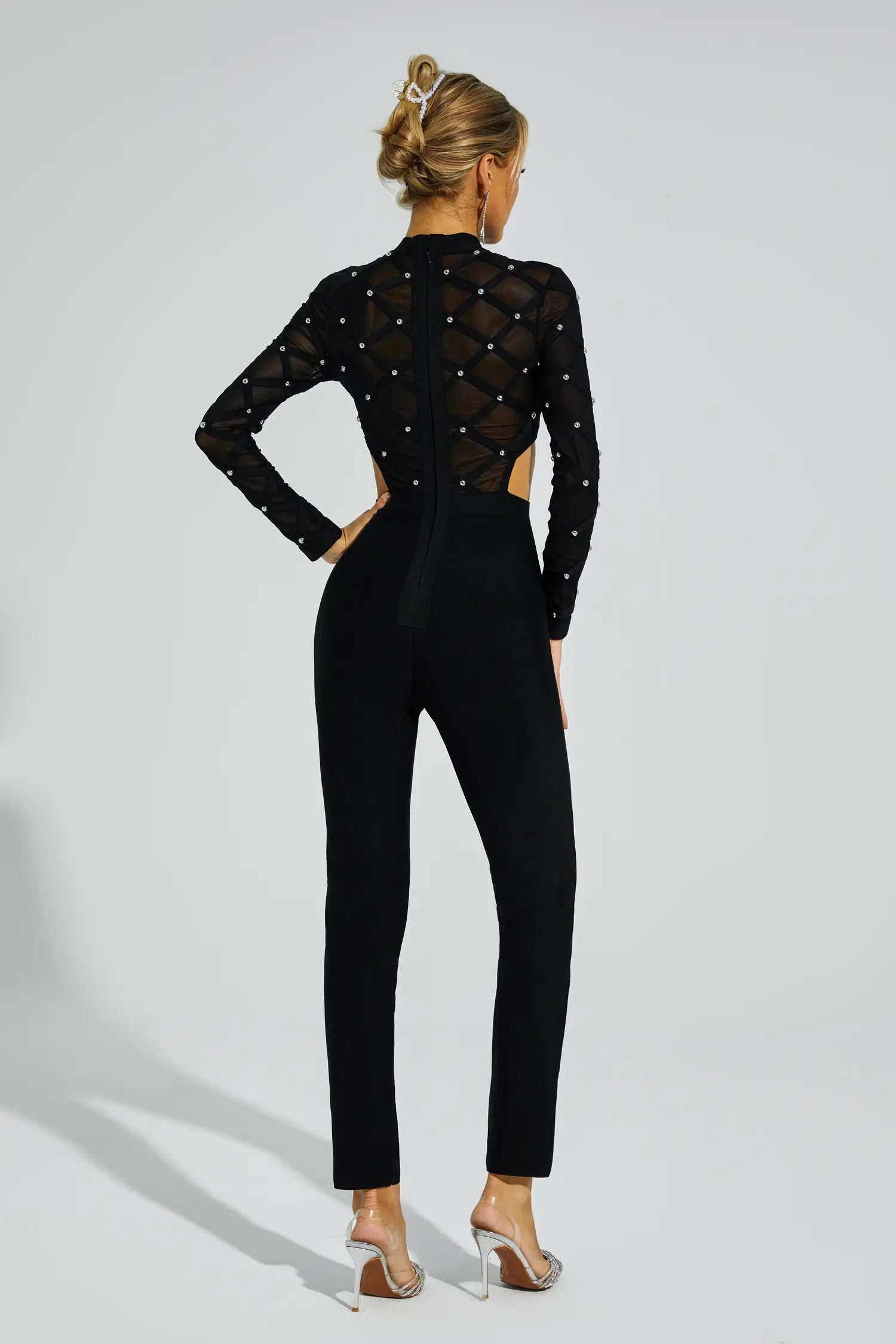 Carr Black Beaded Cut Out Jumpsuit-CATCHALL