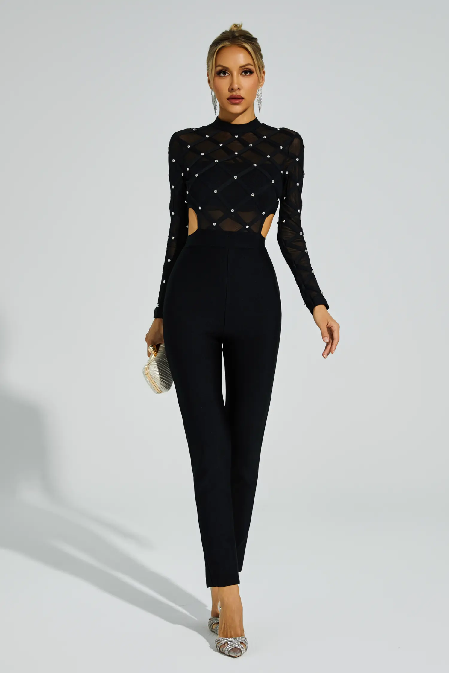 Carr Black Beaded Cut Out Jumpsuit-CATCHALL