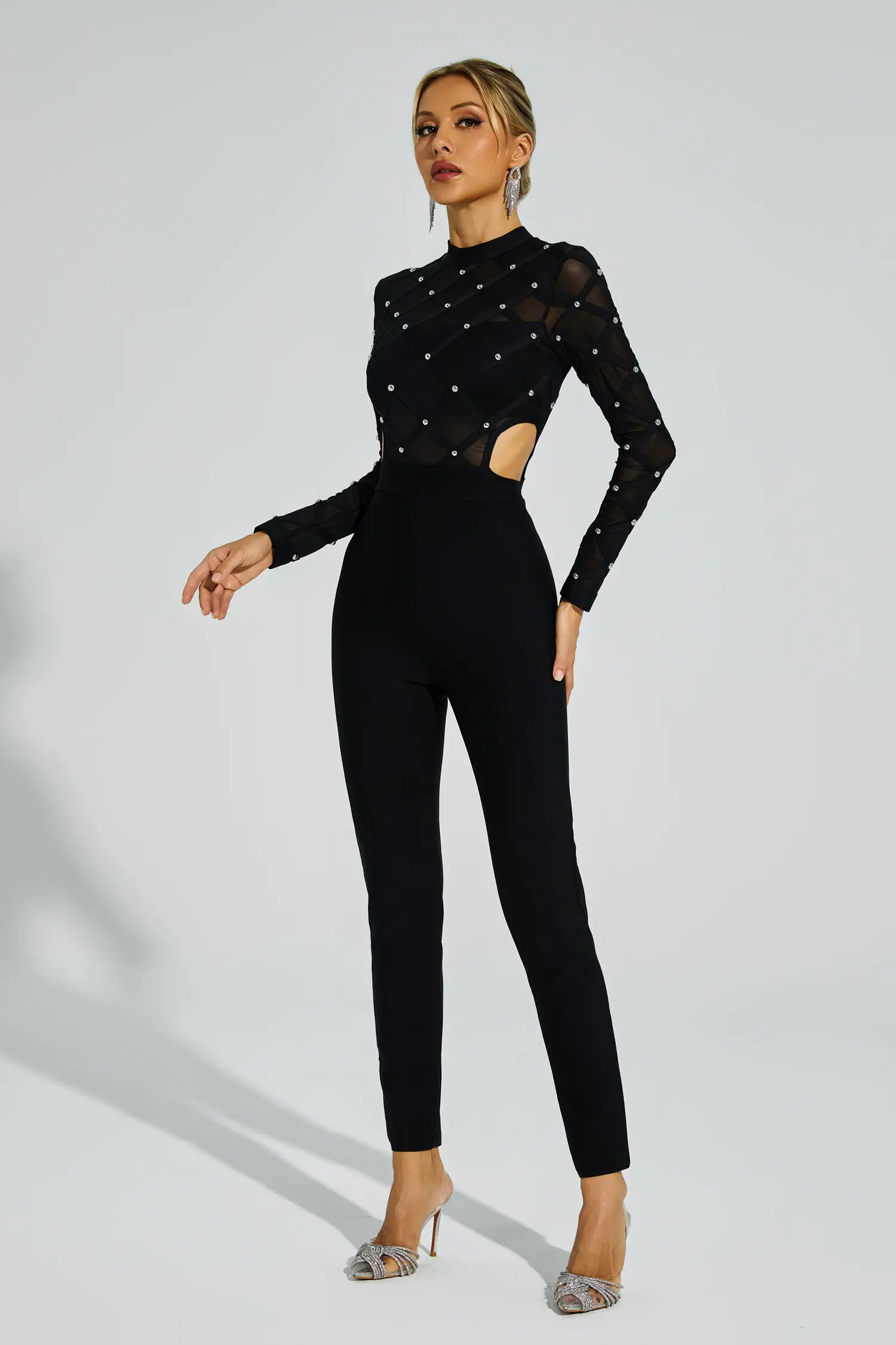 Carr Black Beaded Cut Out Jumpsuit-CATCHALL