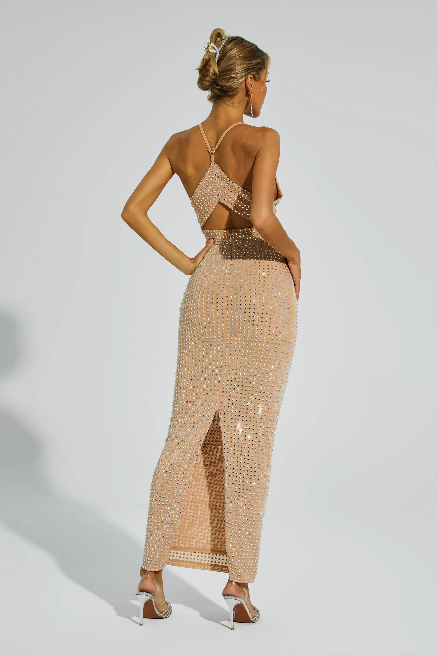 Frederic Beige Cut Out Halter Dress-CATCHALL